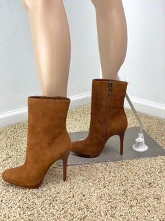 Alexandre Birman Salto Mela Pata Havana Suede Leather Brown Heel Boots