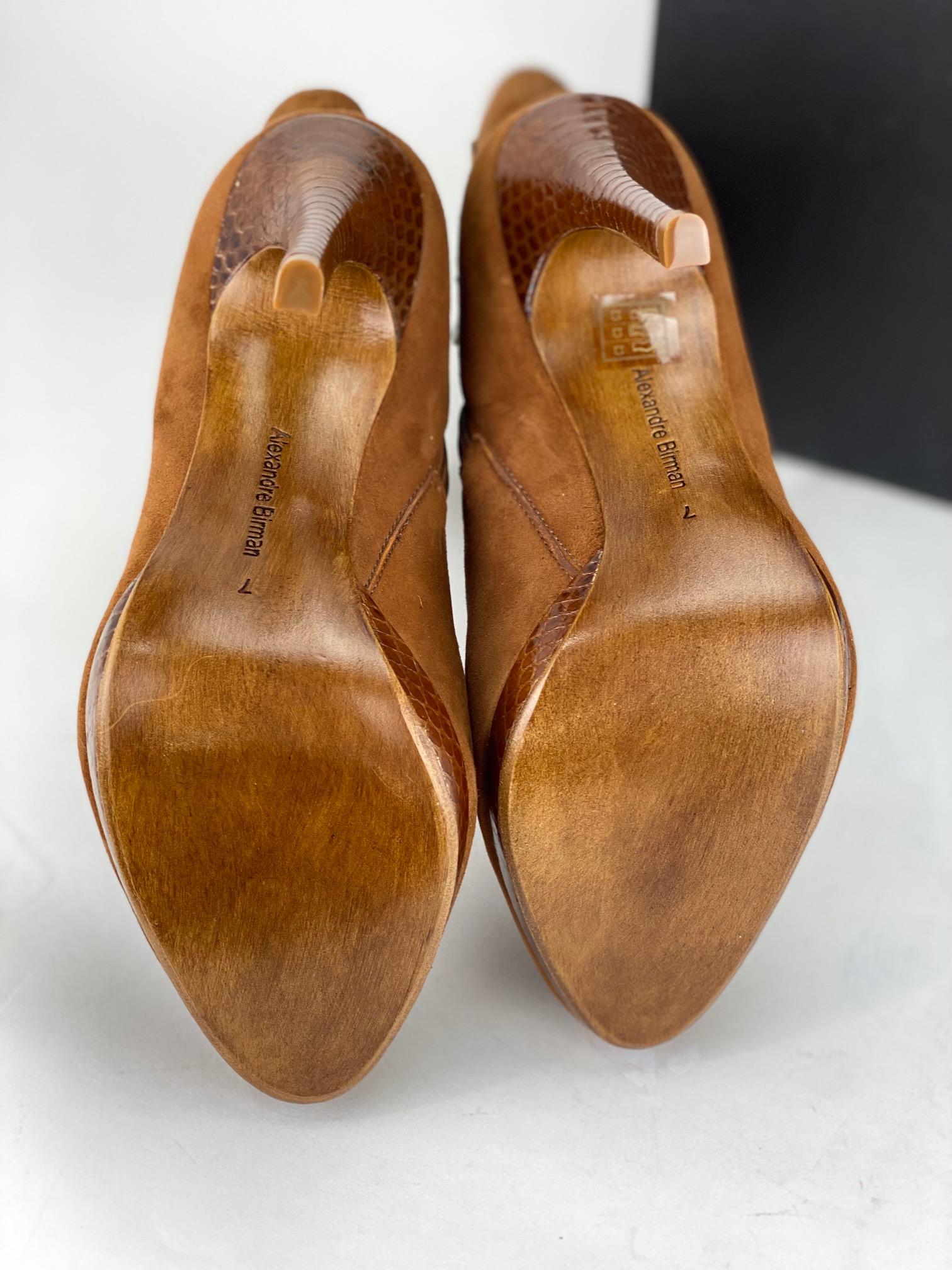 Alexandre Birman Salto Mela Pata Havana Suede Leather Brown Heel Boots  1