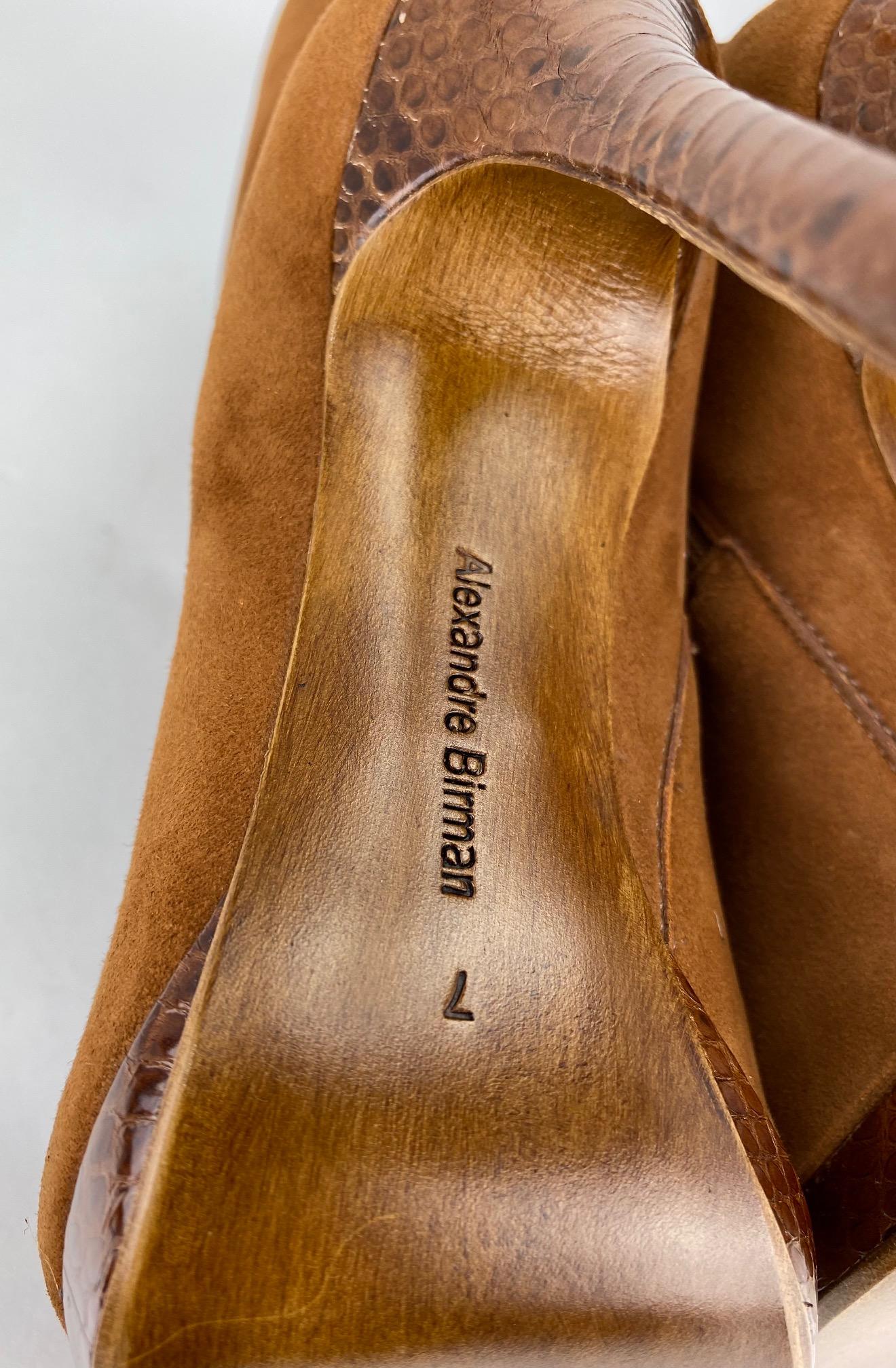 Alexandre Birman Salto Mela Pata Havana Suede Leather Brown Heel Boots  2