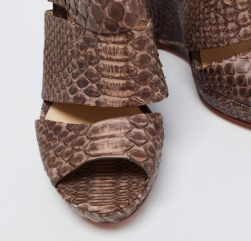 Donna Alexandre Birman Sandali con zeppa in pelle pitonata bicolore misura 36 in vendita