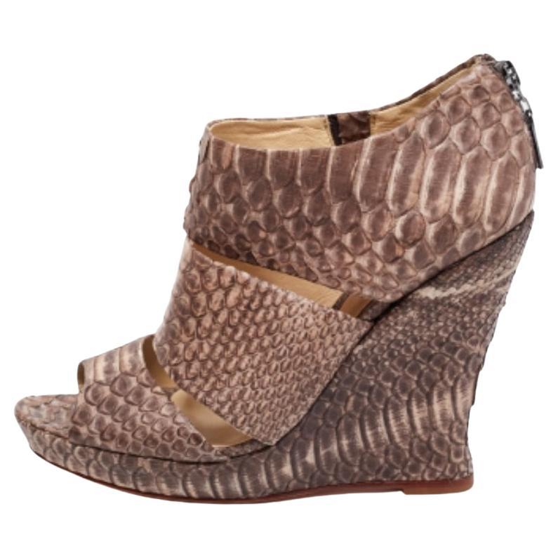 Alexandre Birman Sandali con zeppa in pelle pitonata bicolore misura 36