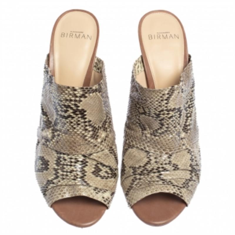Alexandre Birman Two Tone Python Mules Size 38 In Good Condition For Sale In Dubai, Al Qouz 2