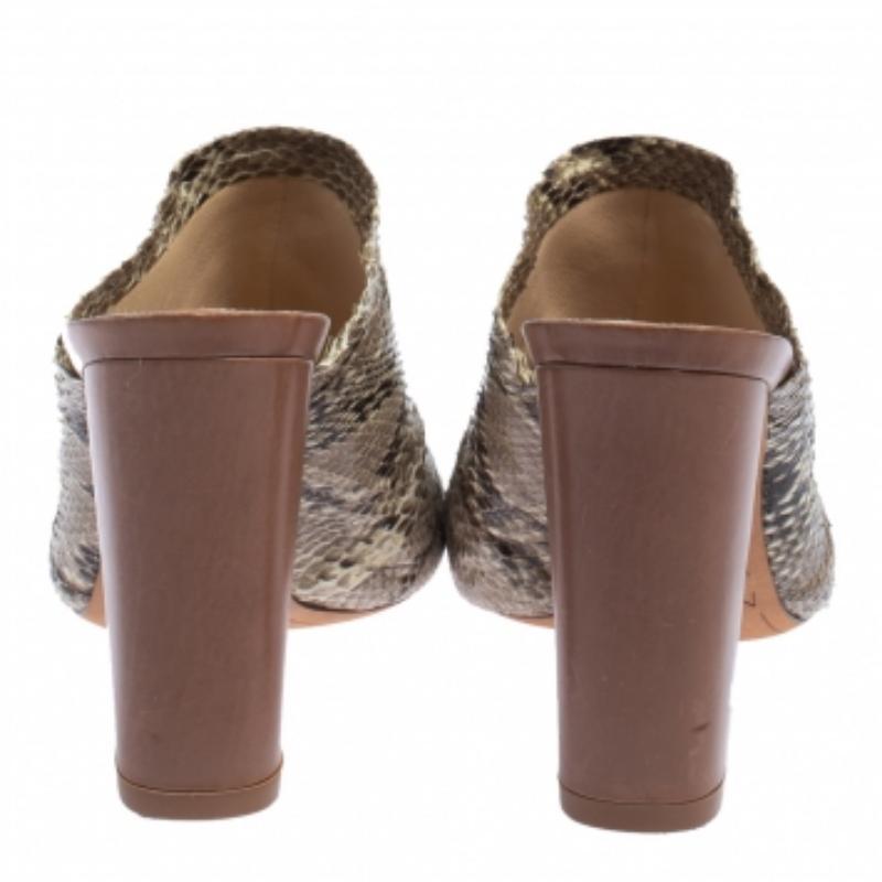 Women's Alexandre Birman Two Tone Python Mules Size 38 For Sale