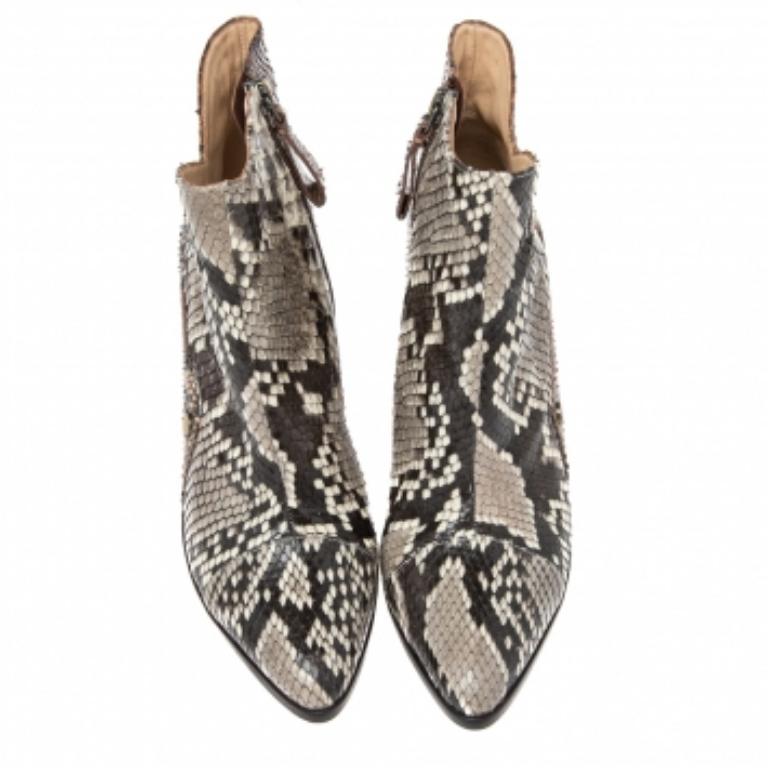 Alexandre Birman Botines de Piel de Pitón Marrón-Blanco Talla 37 en Bueno Estado en Dubai, Al Qouz 2