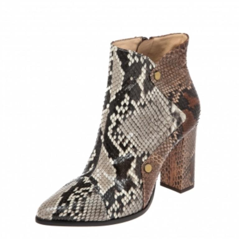 De las mujeres Alexandre Birman Botines de Piel de Pitón Marrón-Blanco Talla 37