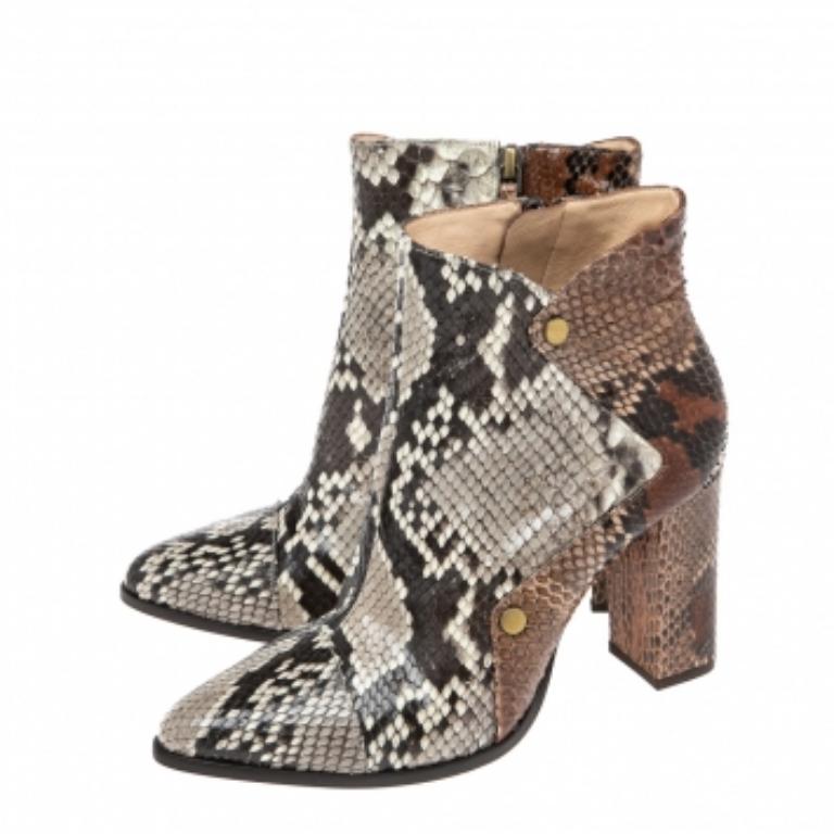 Alexandre Birman Botines de Piel de Pitón Marrón-Blanco Talla 37 1