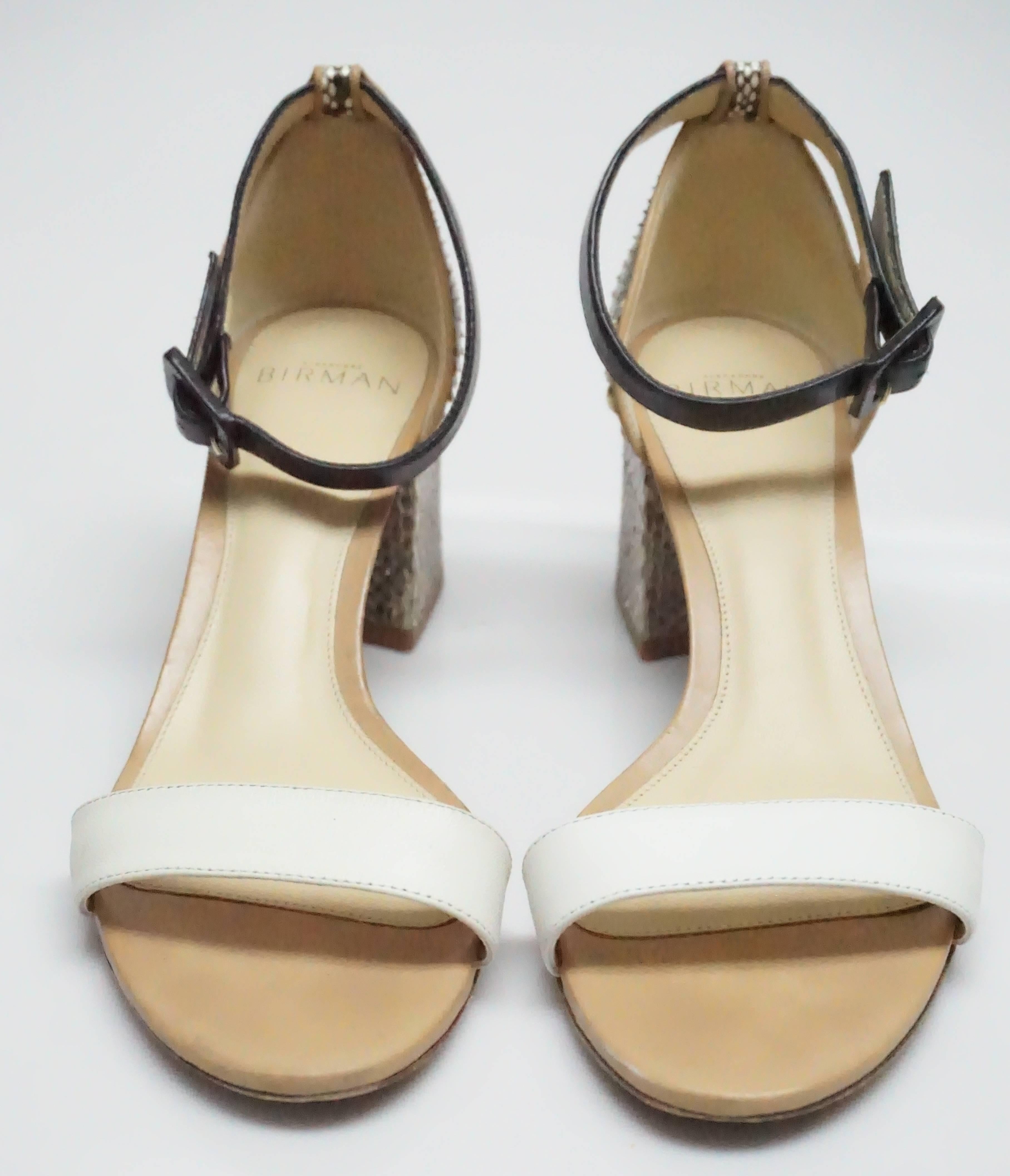 Brown Alexandre Birman White and Earthtone Python Sandal