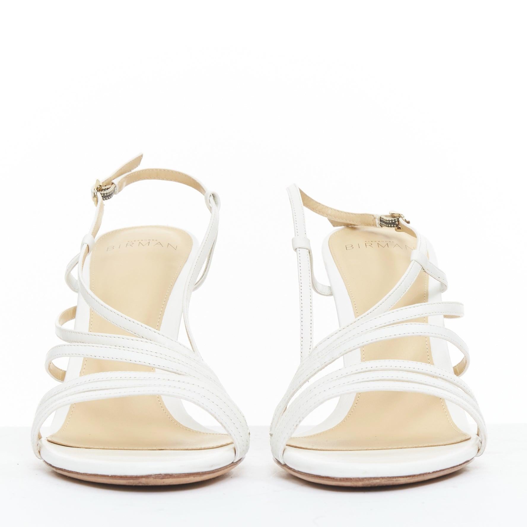 Bianco ALEXANDRE BIRMAN sandali in pelle bianca con cinturino e tacco alto EU39.5 in vendita