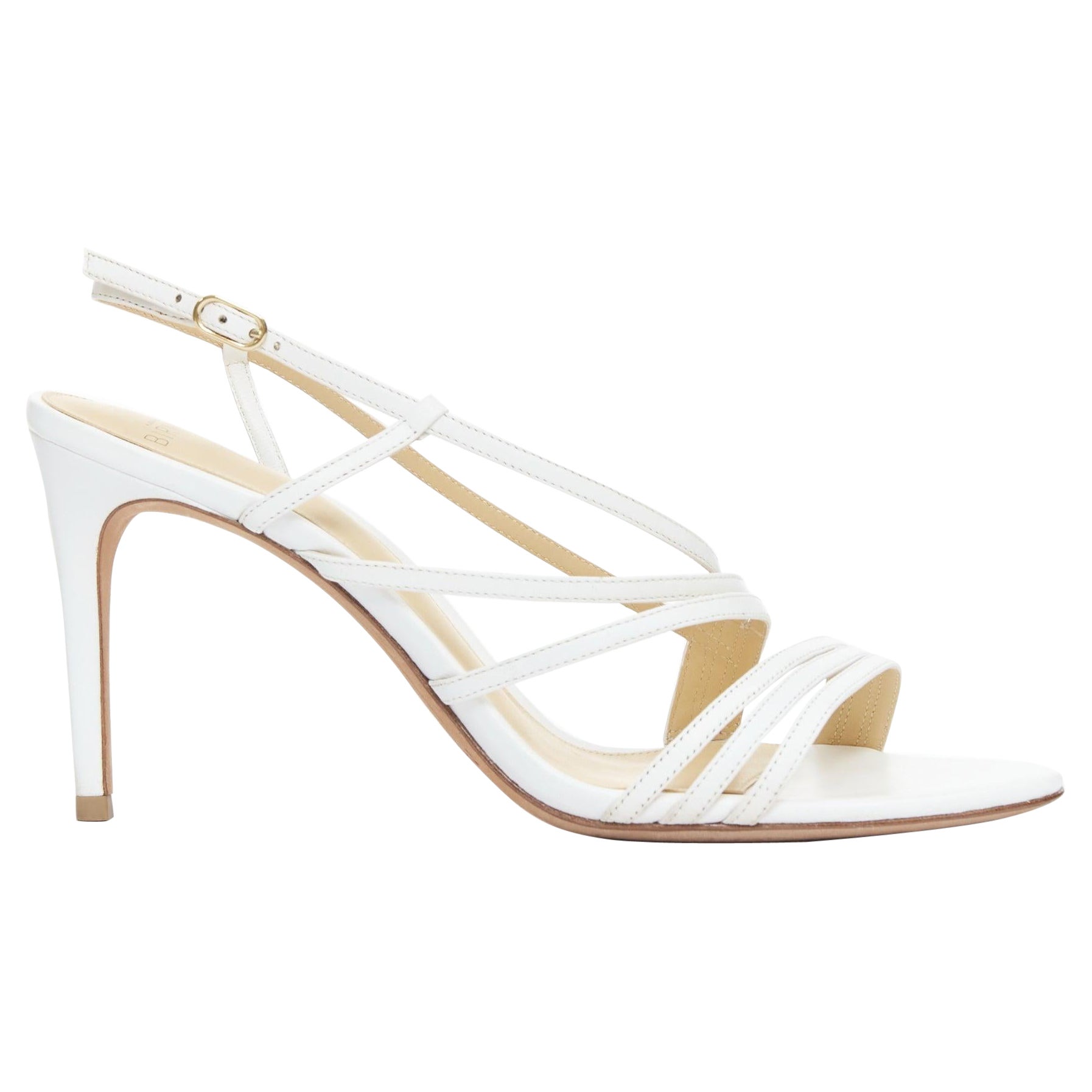 ALEXANDRE BIRMAN white leather caged strappy high heeled sandals EU39.5