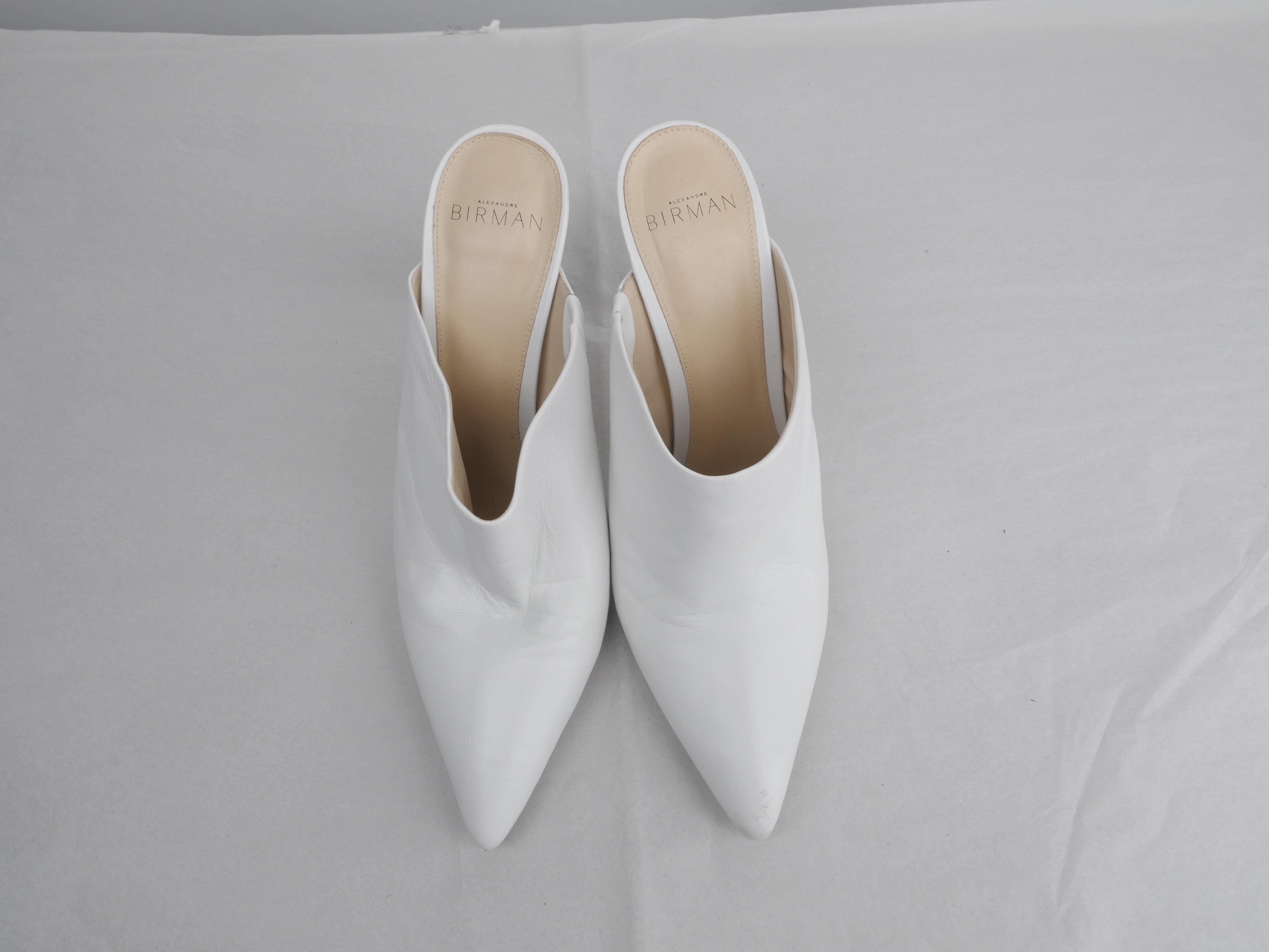 Gray Alexandre Birman White Leather Size 39.5 Pumps