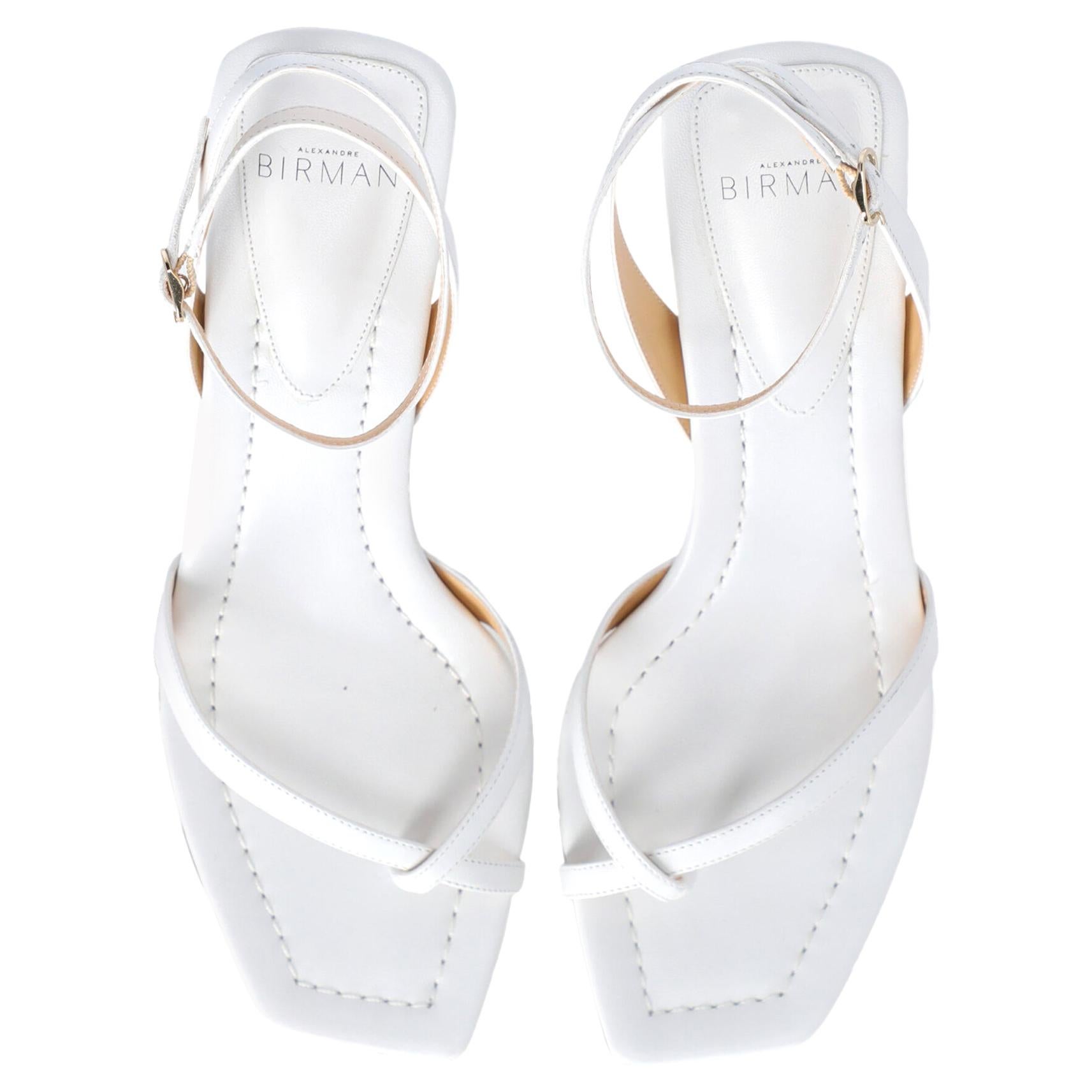 Alexandre Birman Woman Sandals White Leather IT 38.5 For Sale