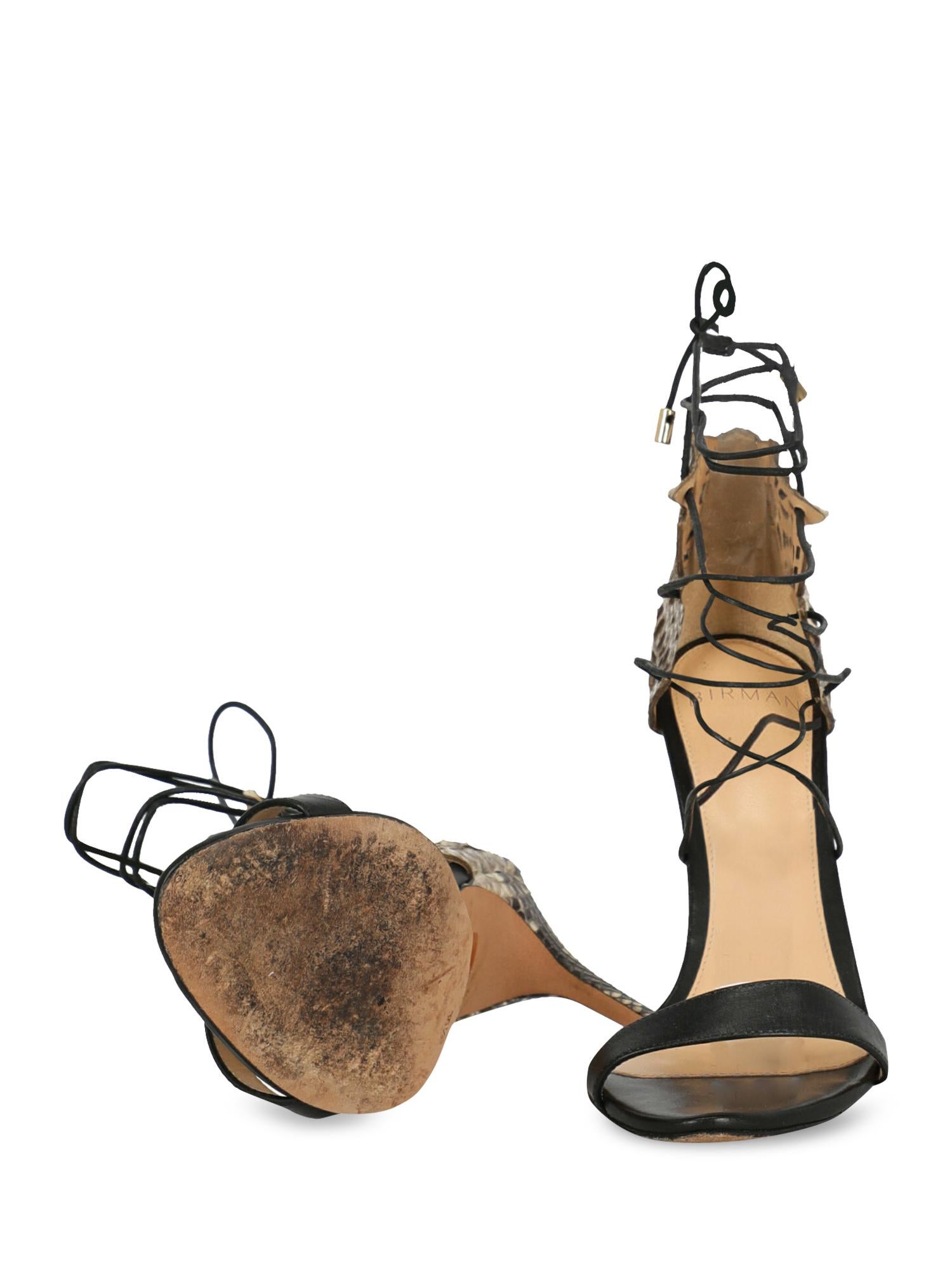 Alexandre Birman  Women   Sandals  Beige, Black Leather EU 36.5 In Good Condition For Sale In Milan, IT