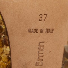 Alexandre Birman Yellow/Brown Snakeskin Peep Toe Slingback Pumps Size 37