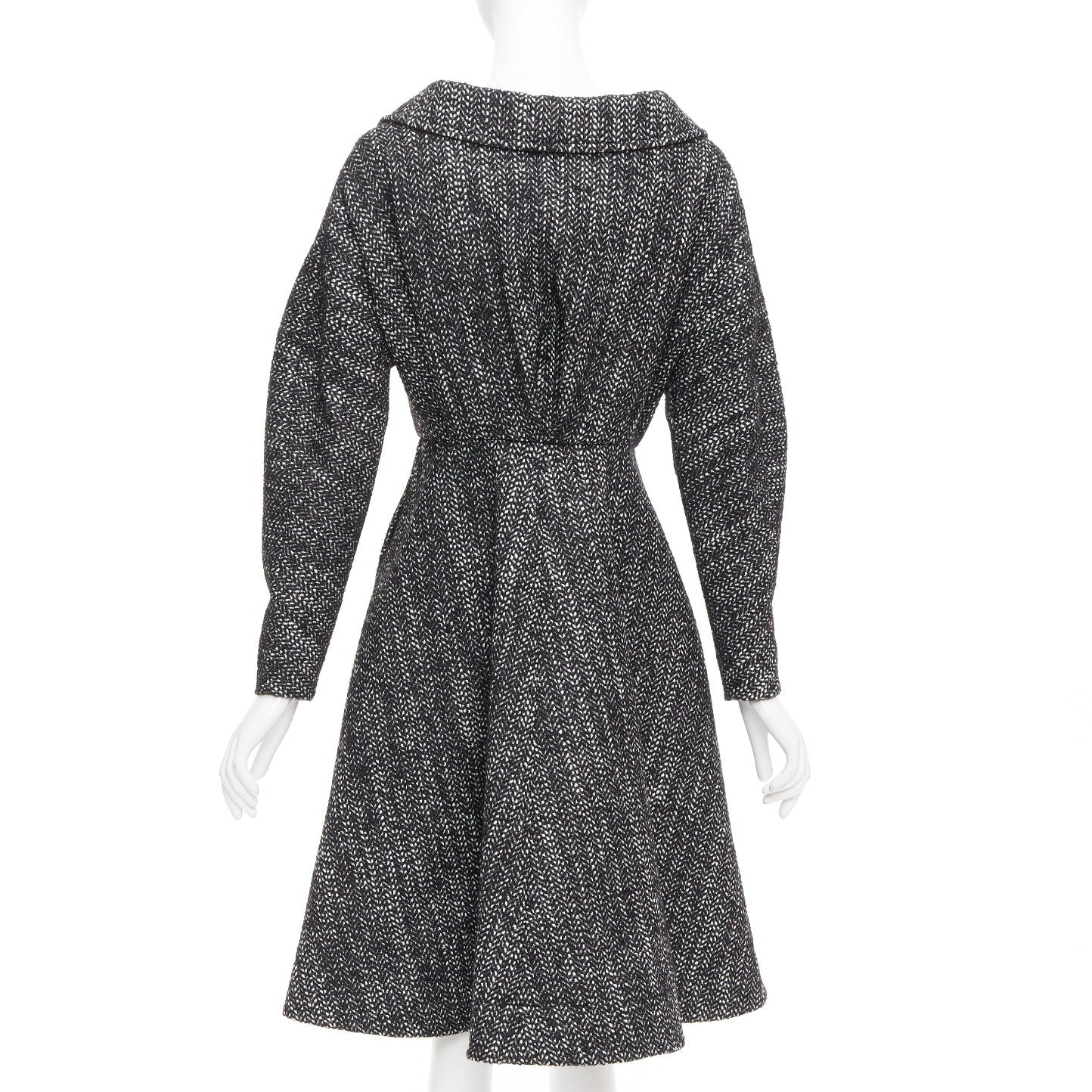 Women's ALEXANDRE BLANC grey virgin wool blend tweed dolman swing coat FR34 XS For Sale