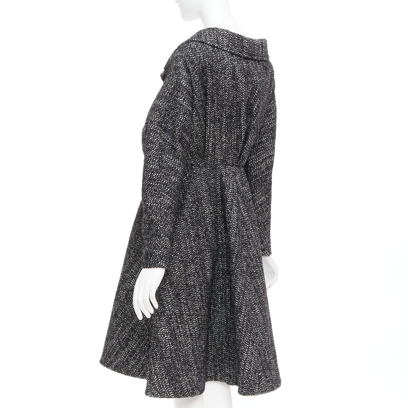 ALEXANDRE BLANC grey virgin wool blend tweed dolman swing coat FR34 XS For Sale 1