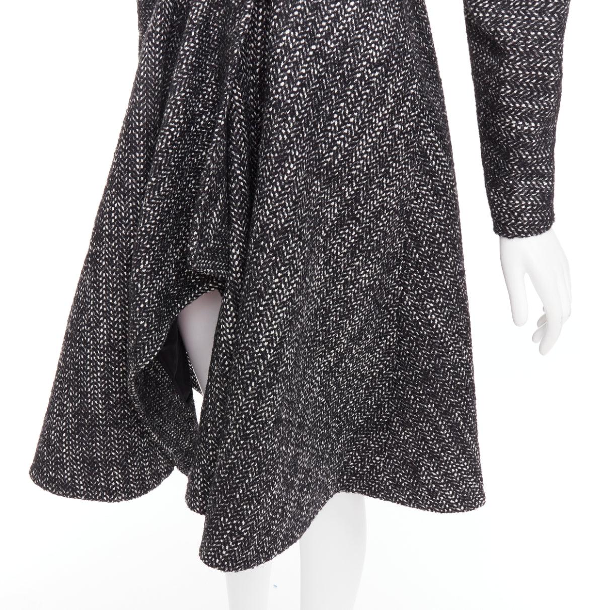 ALEXANDRE BLANC grey virgin wool blend tweed dolman swing coat FR34 XS For Sale 2
