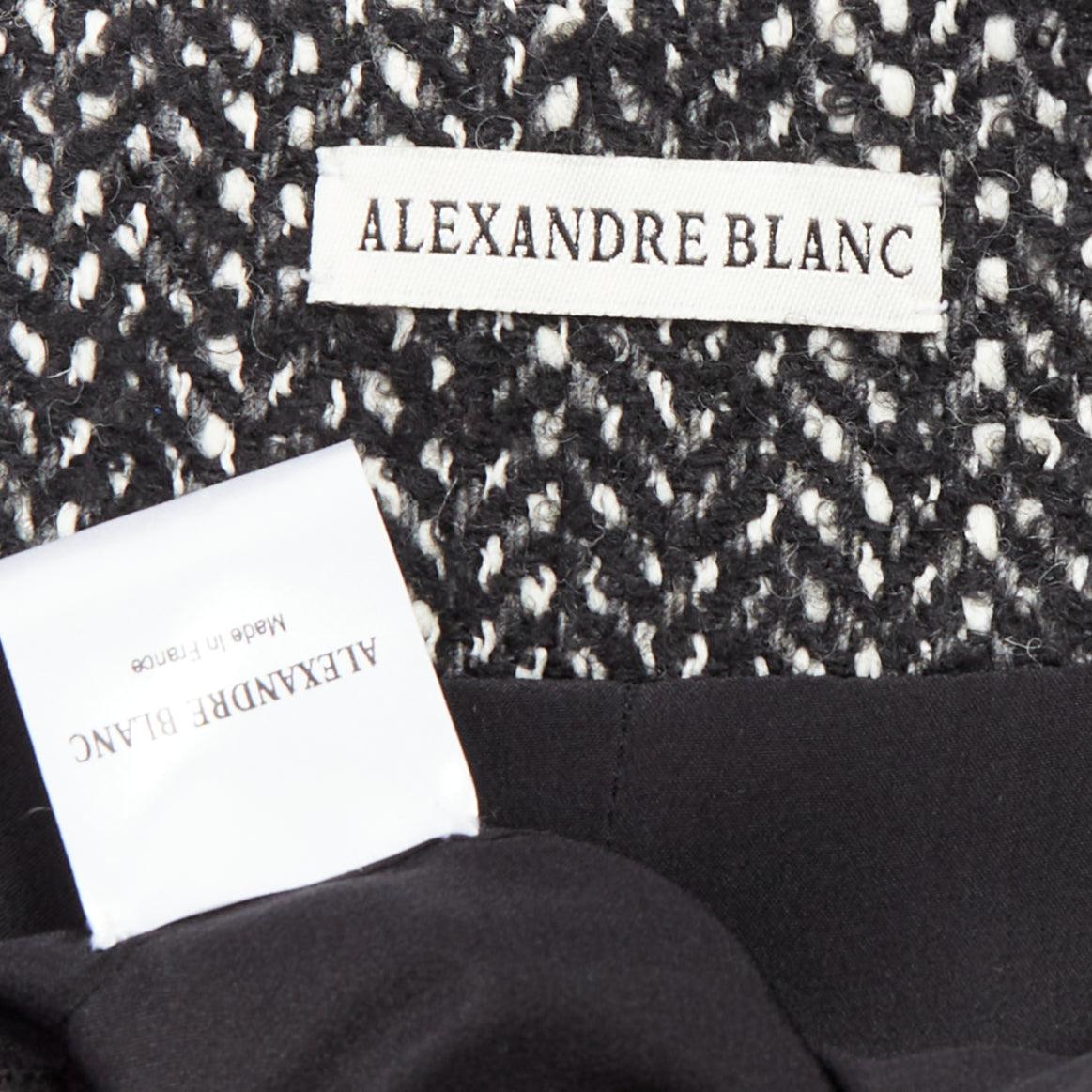 ALEXANDRE BLANC grey virgin wool blend tweed dolman swing coat FR34 XS For Sale 3