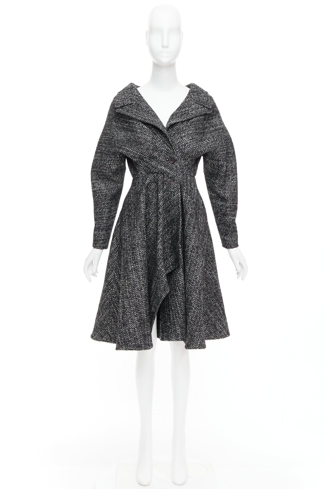 ALEXANDRE BLANC grey virgin wool blend tweed dolman swing coat FR34 XS For Sale 4