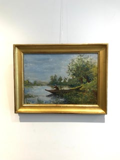 Animated landscape att. to Alexandre Blanchet - Öl auf Leinwand 23x32 cm