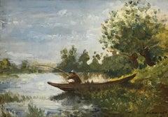 Paesaggio animato attribuito ad Alexandre Blanchet - Olio su tela 23x32 cm
