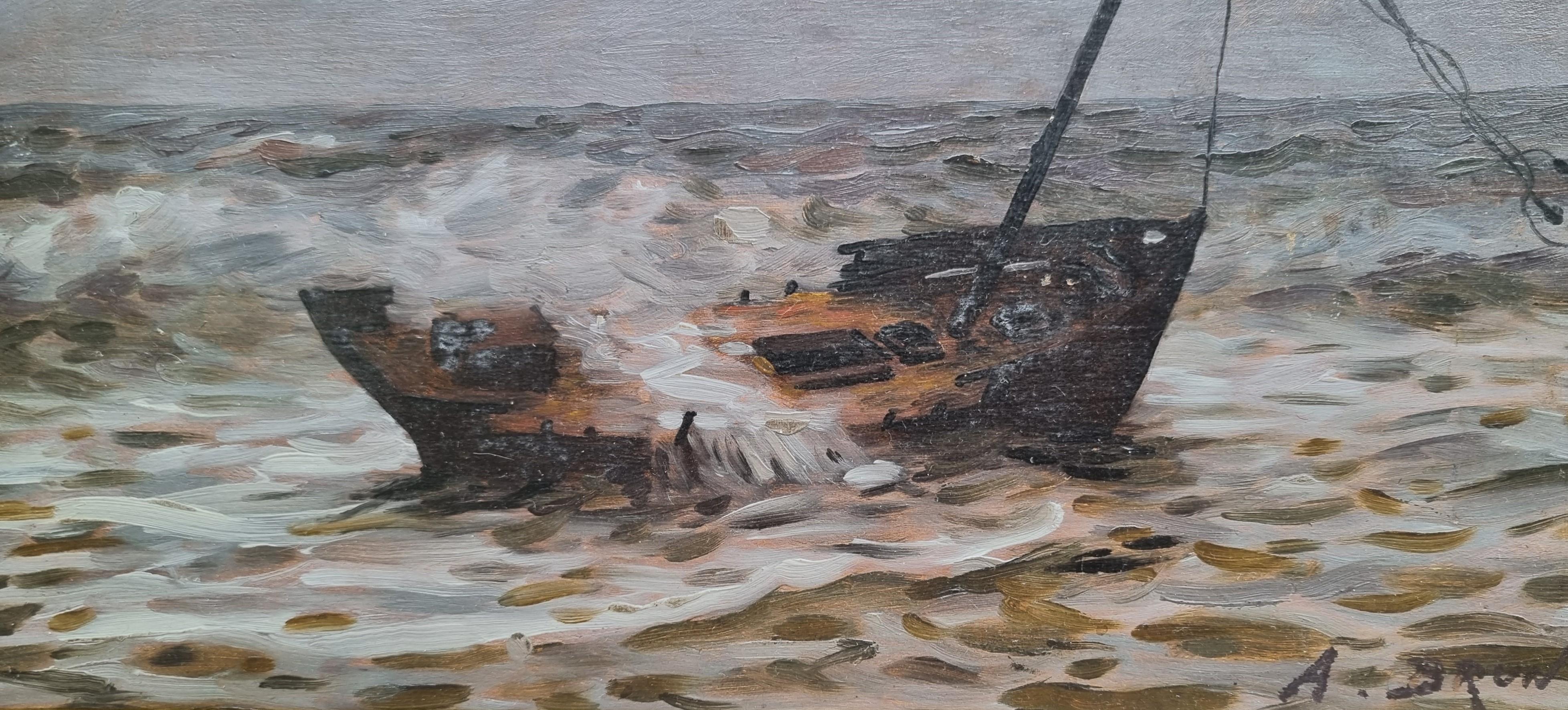BRUN Marin Barca Relitto Tempesta Accademico Francese 20 1
