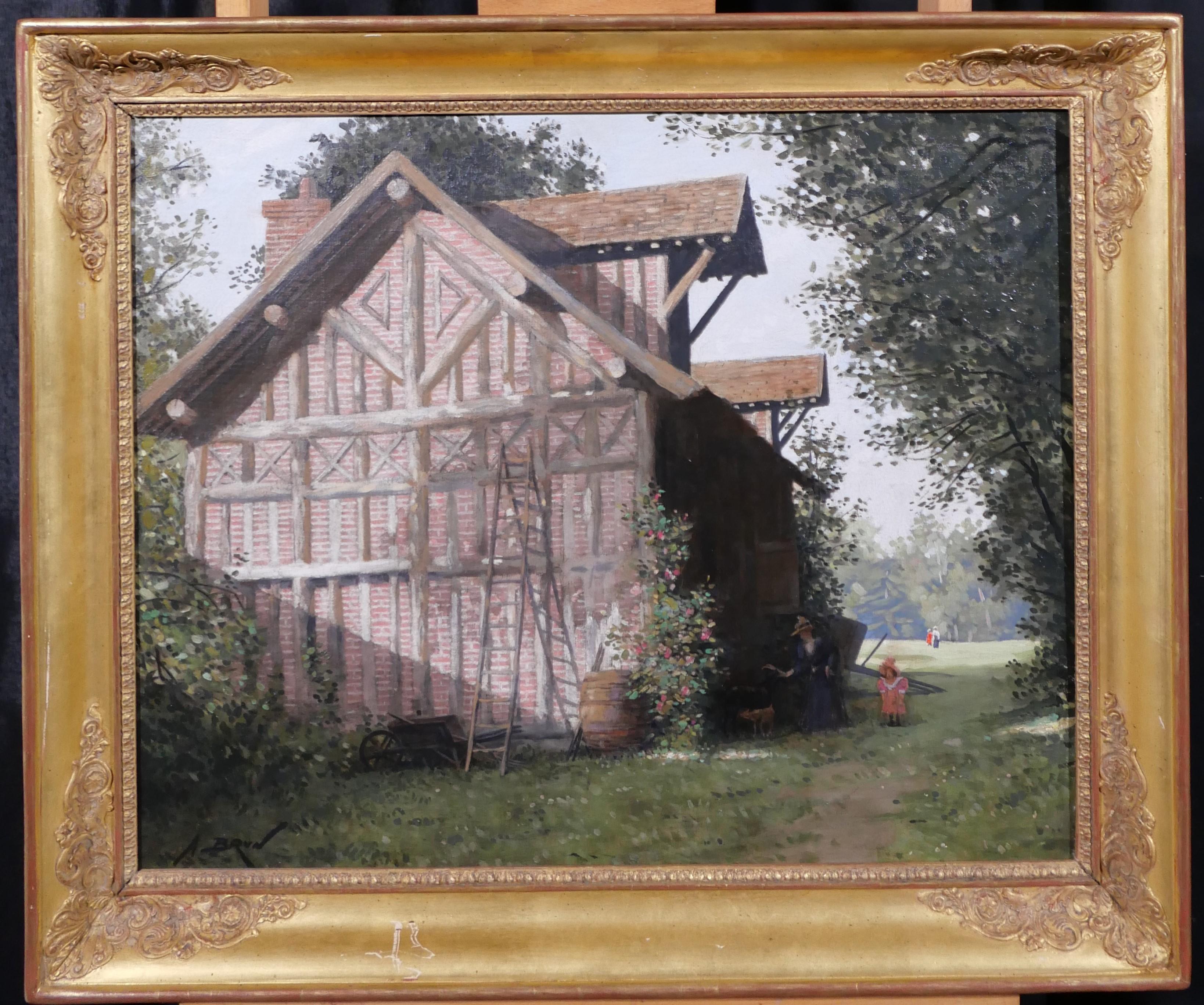 Normandy, the half-timbered house - Painting by Alexandre Brun
