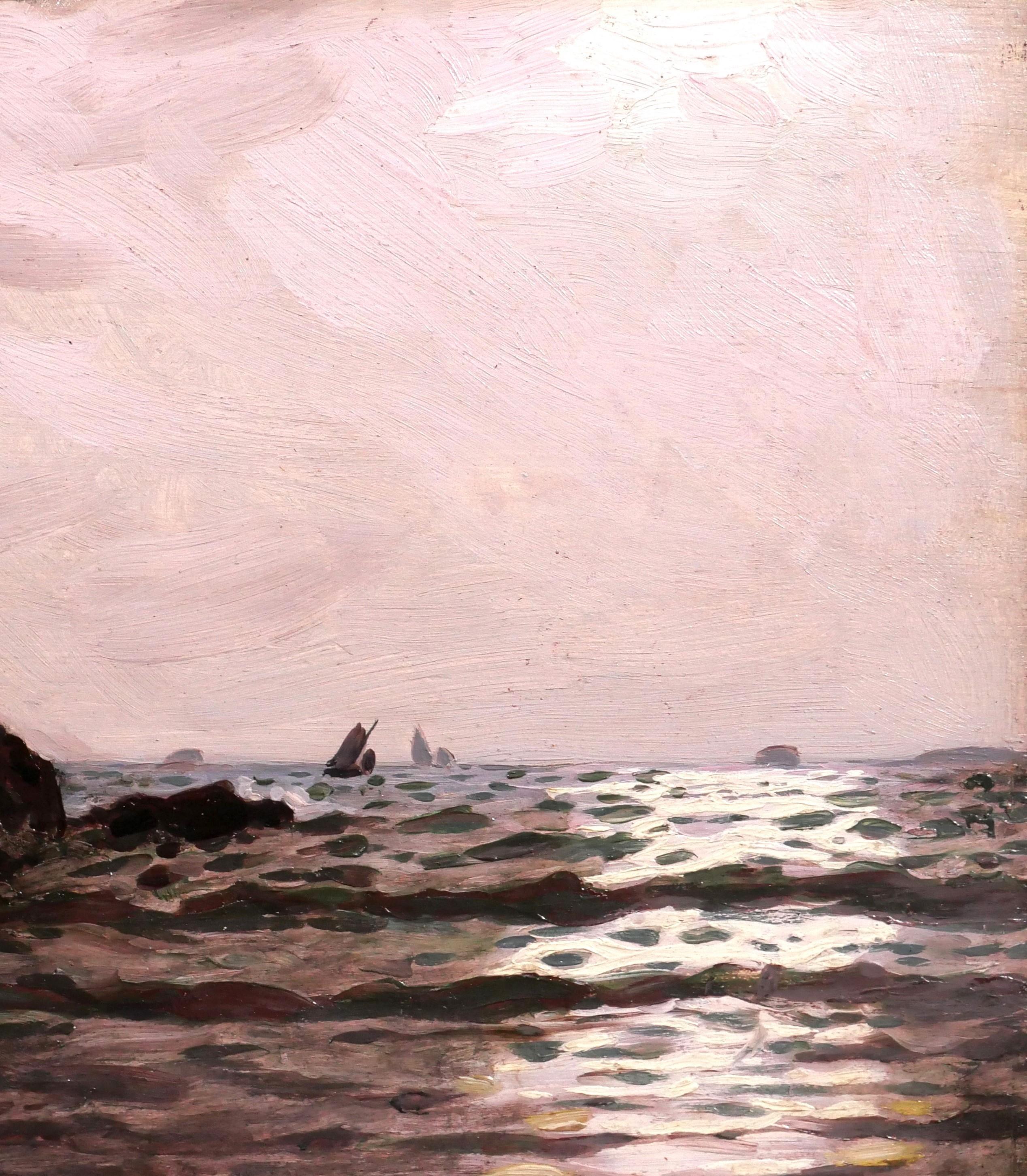Seascape, play of light and chiaroscuro - Impressionist Painting by Alexandre Brun