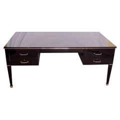 Alexandre by De Coene Frères Black Lacquer Art Deco Desk, Belgium, 1940s