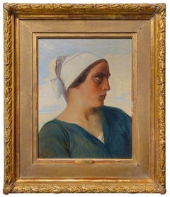 Antique Academic 19th Century portrait of a young woman by Cabanel