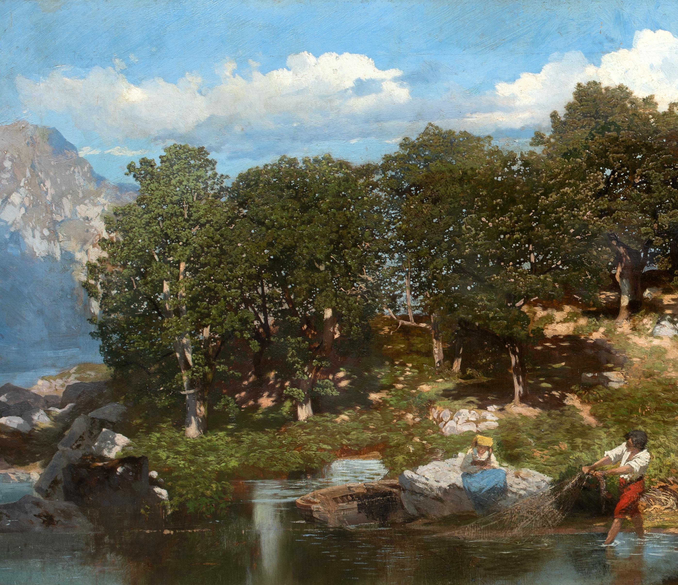 Bringing In The Nets, Lake Lucerne, 19th Century   For Sale 3