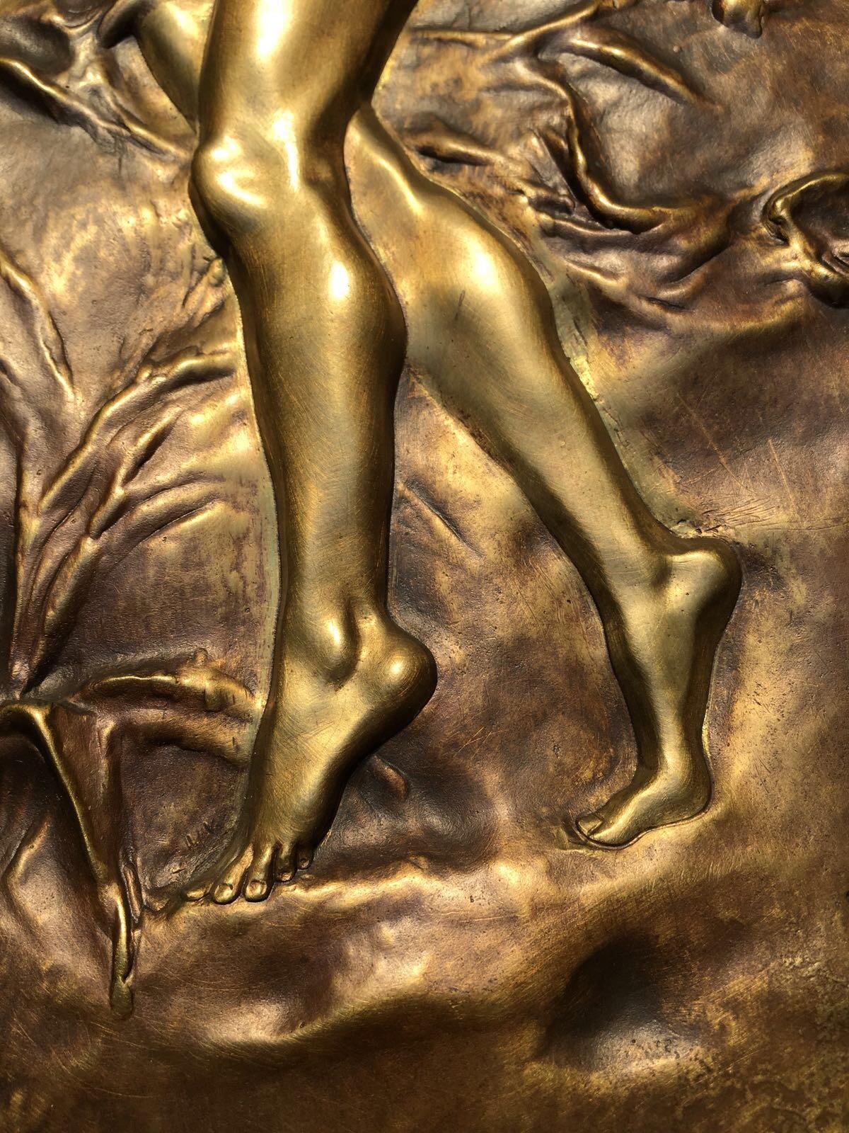 Early 20th Century Alexandre Charpentier 1900s / Art Nouveau Painters Palette Bronze Sculpture For Sale