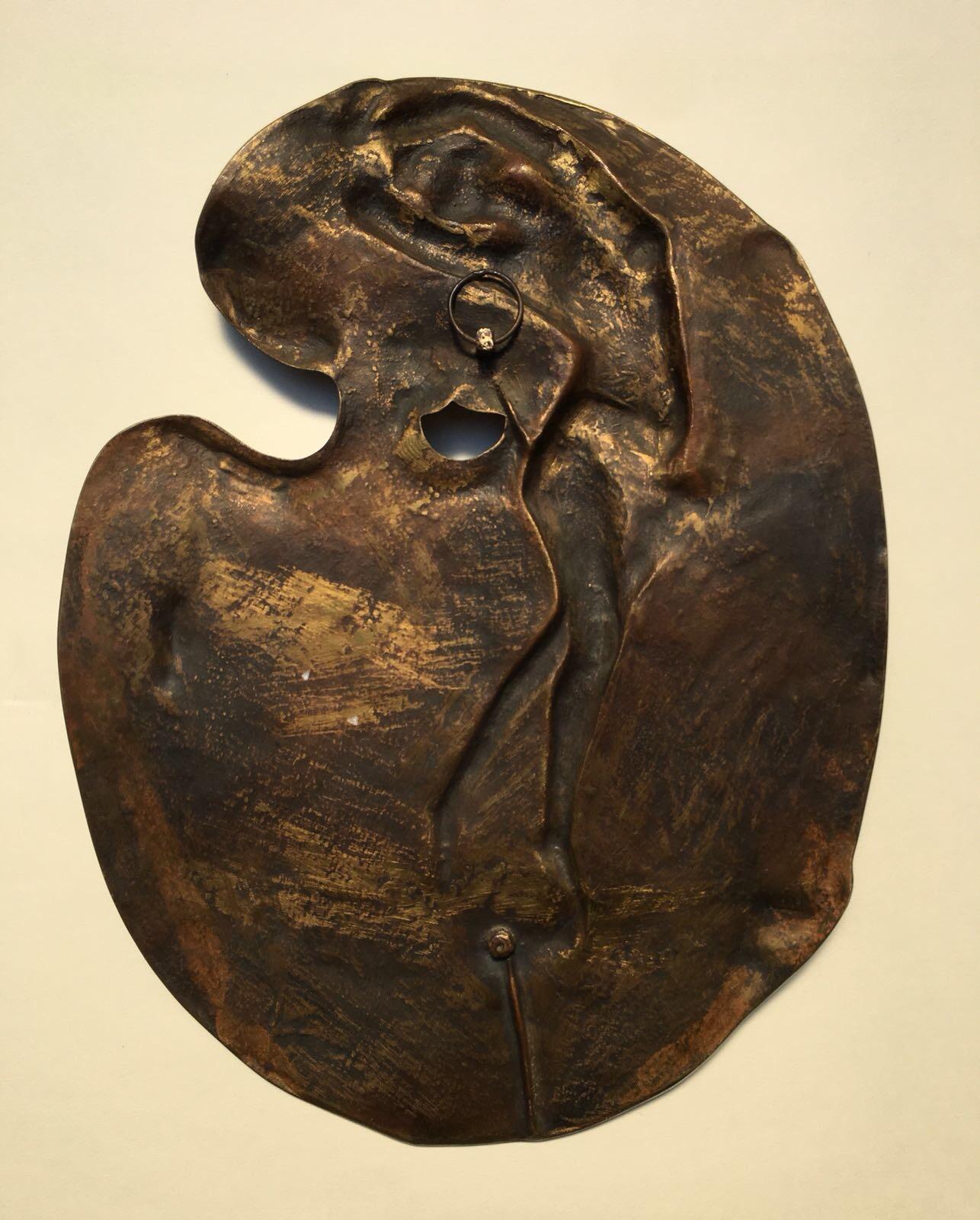 Alexandre Charpentier 1900s / Art Nouveau Painters Palette Bronze Sculpture For Sale 2