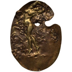 Alexandre Charpentier 1900 / Art Nouveau Tavolozza per pittori Scultura in bronzo