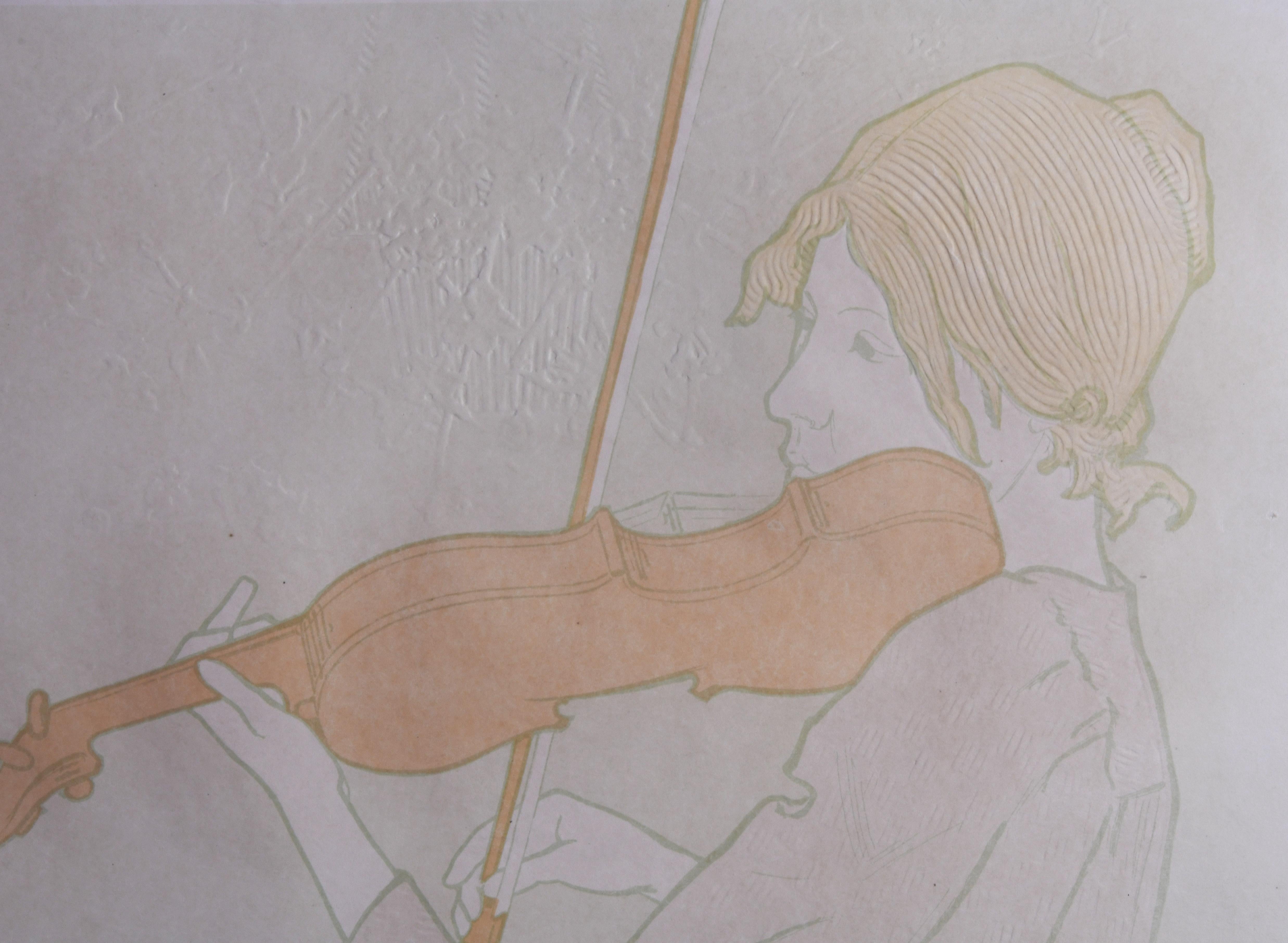 La Fille au Violon - Print by Alexandre Charpentier