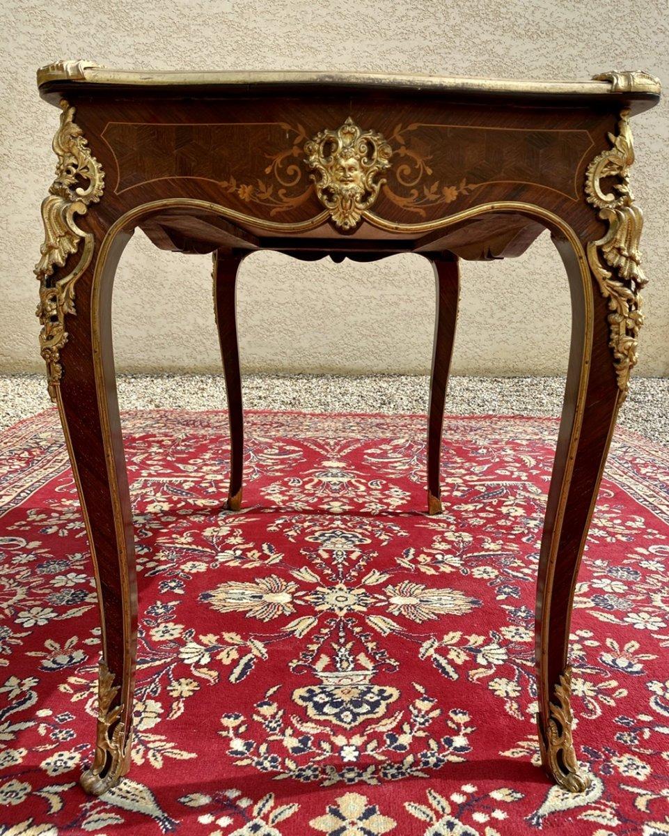 Alexandre Chevrié, Louis XV Marquetry and Gilt bronze Desk, 19th Century For Sale 5