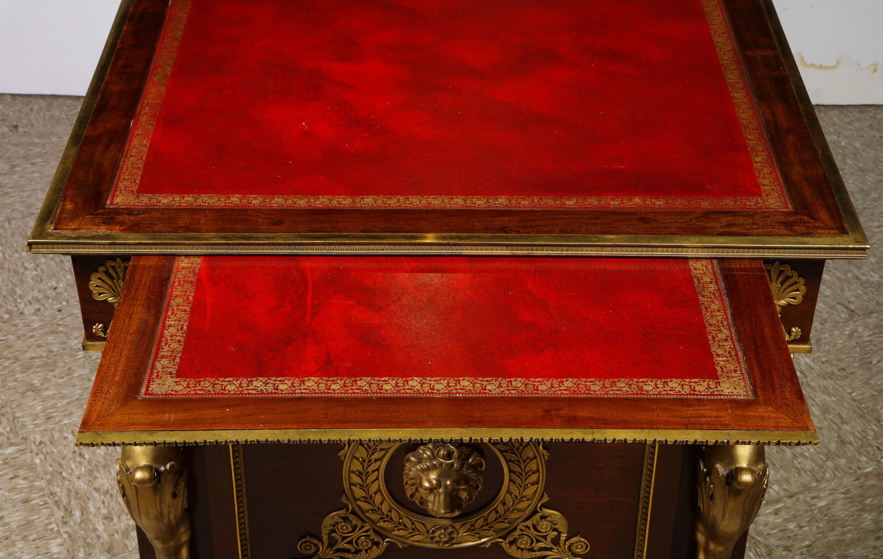 Alexandre Chevrie, Museum French Ormolu Mounted Mahogany Royal Executive Desk For Sale 4