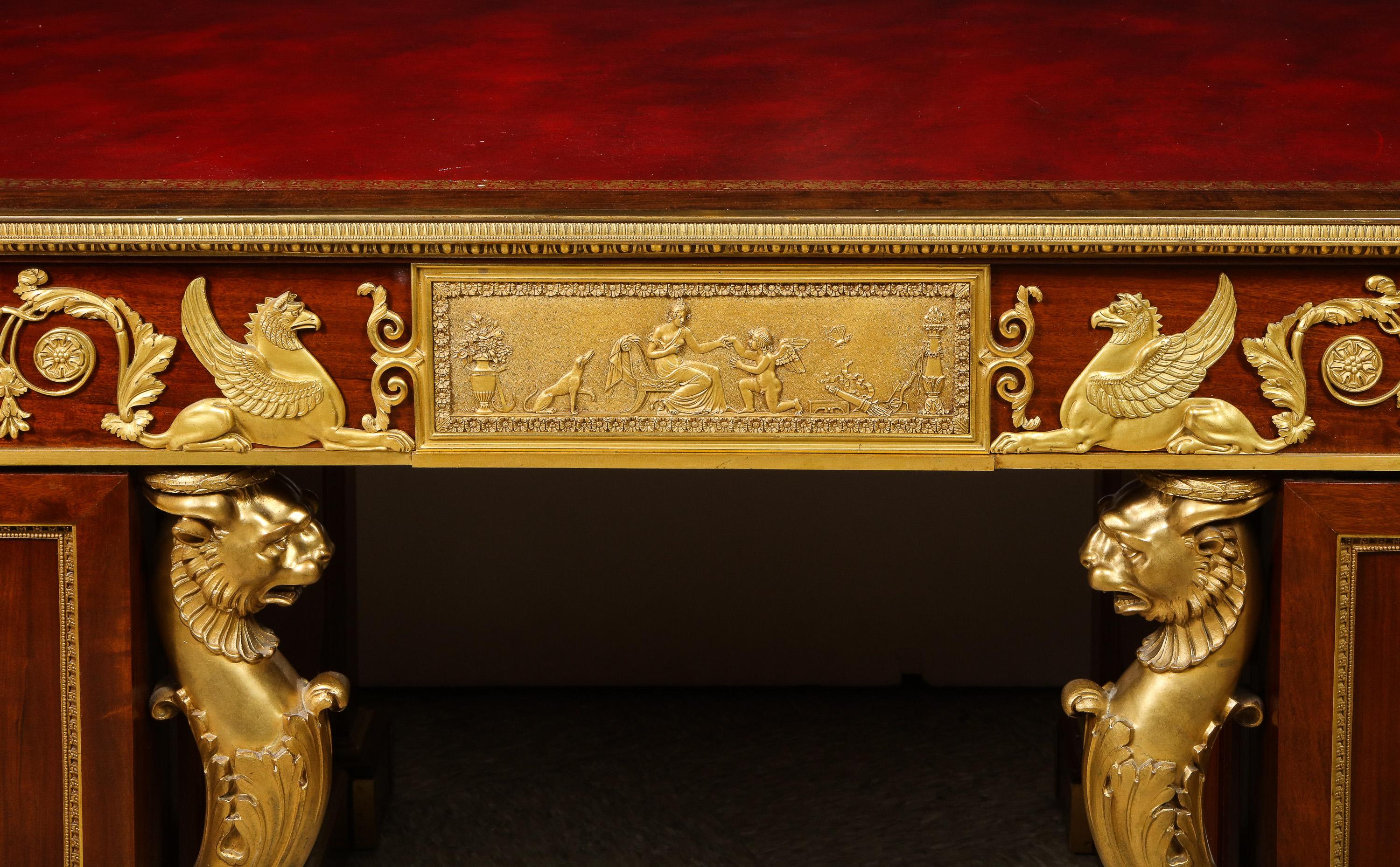 Alexandre Chevrie, Museum French Ormolu Mounted Mahogany Royal Executive Desk For Sale 7