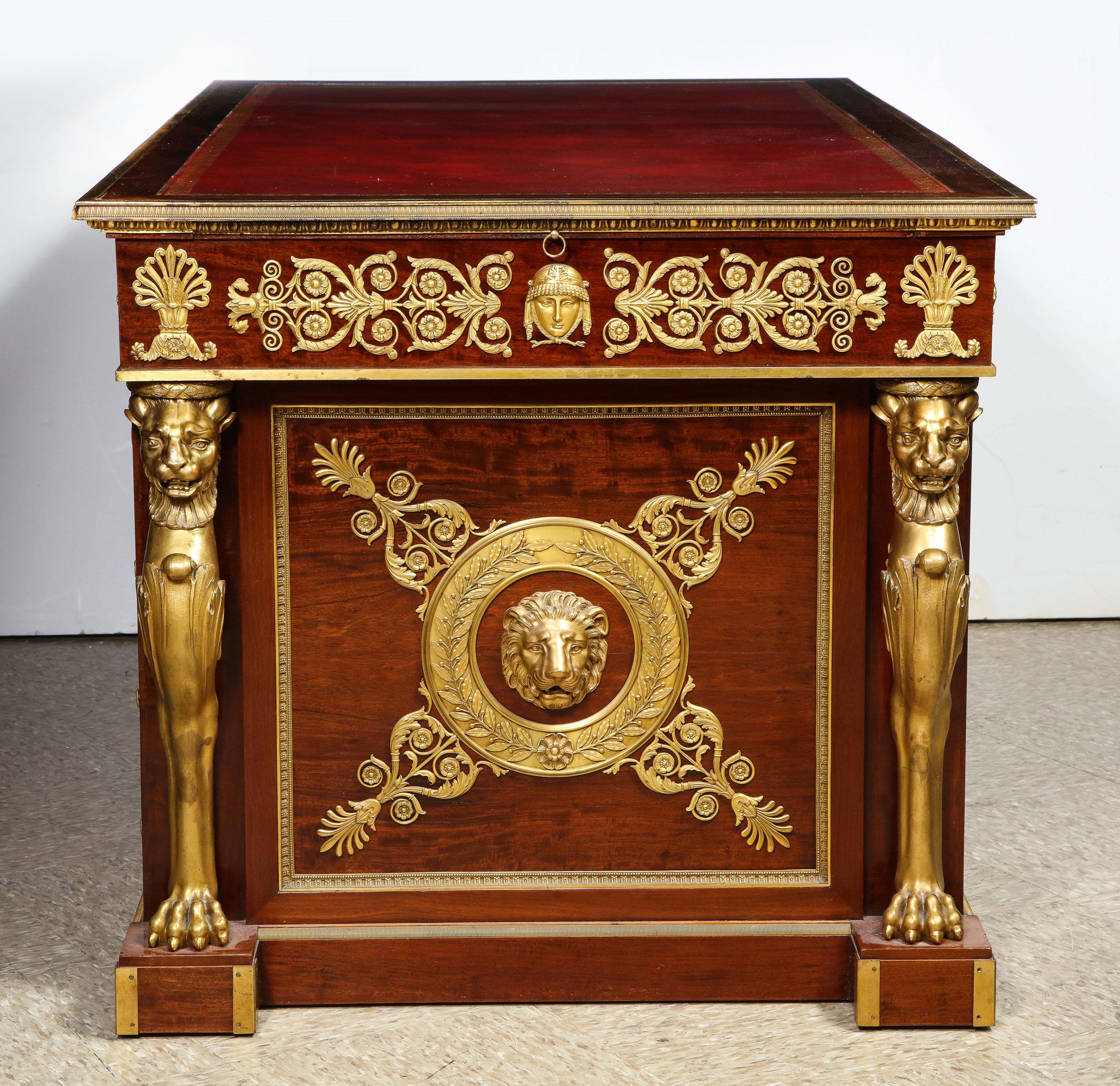 Alexandre Chevrie, Museum French Ormolu Mounted Mahogany Royal Executive Desk For Sale 9