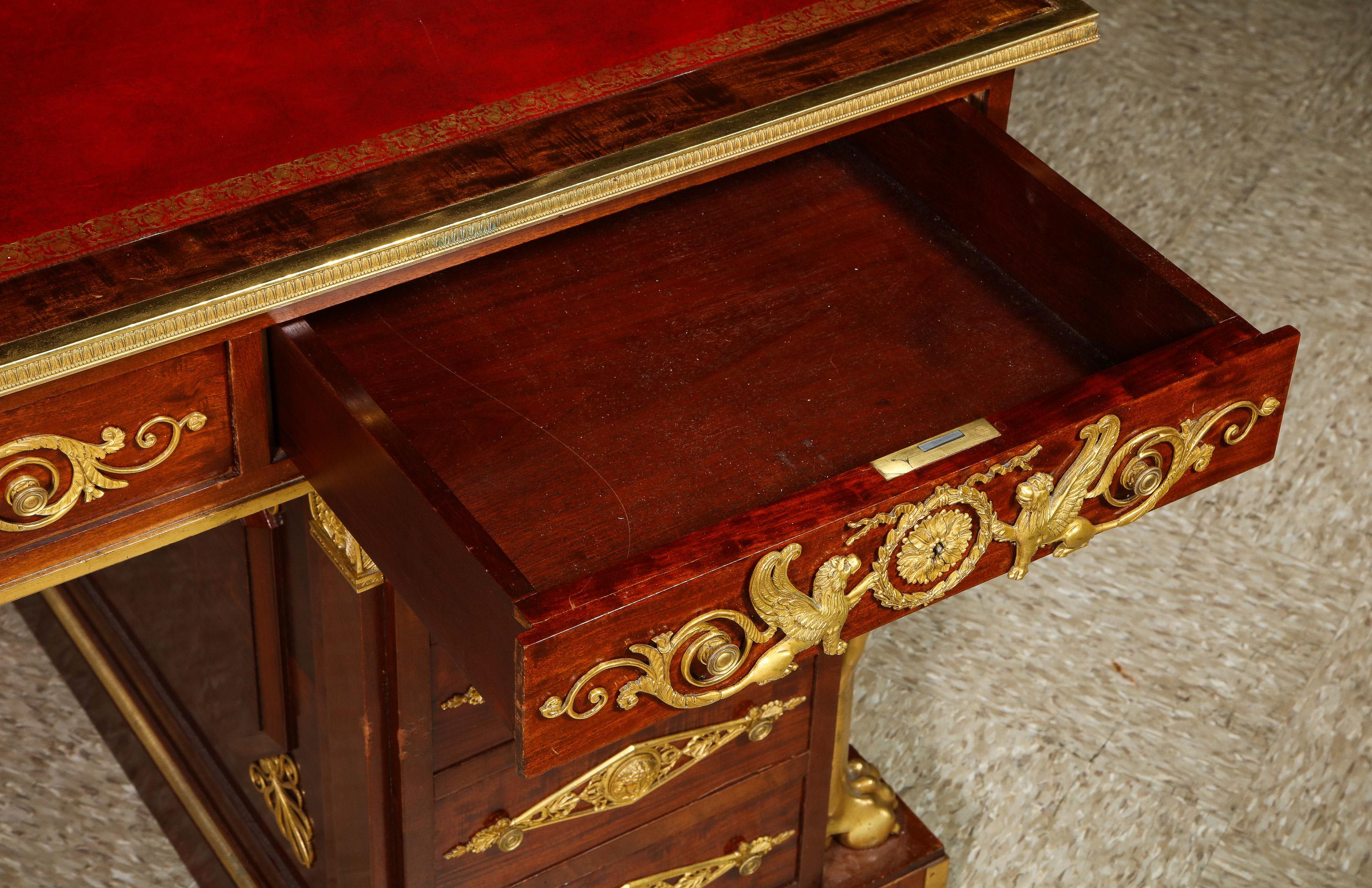 Alexandre Chevrie, Museum French Ormolu Mounted Mahogany Royal Executive Desk For Sale 11