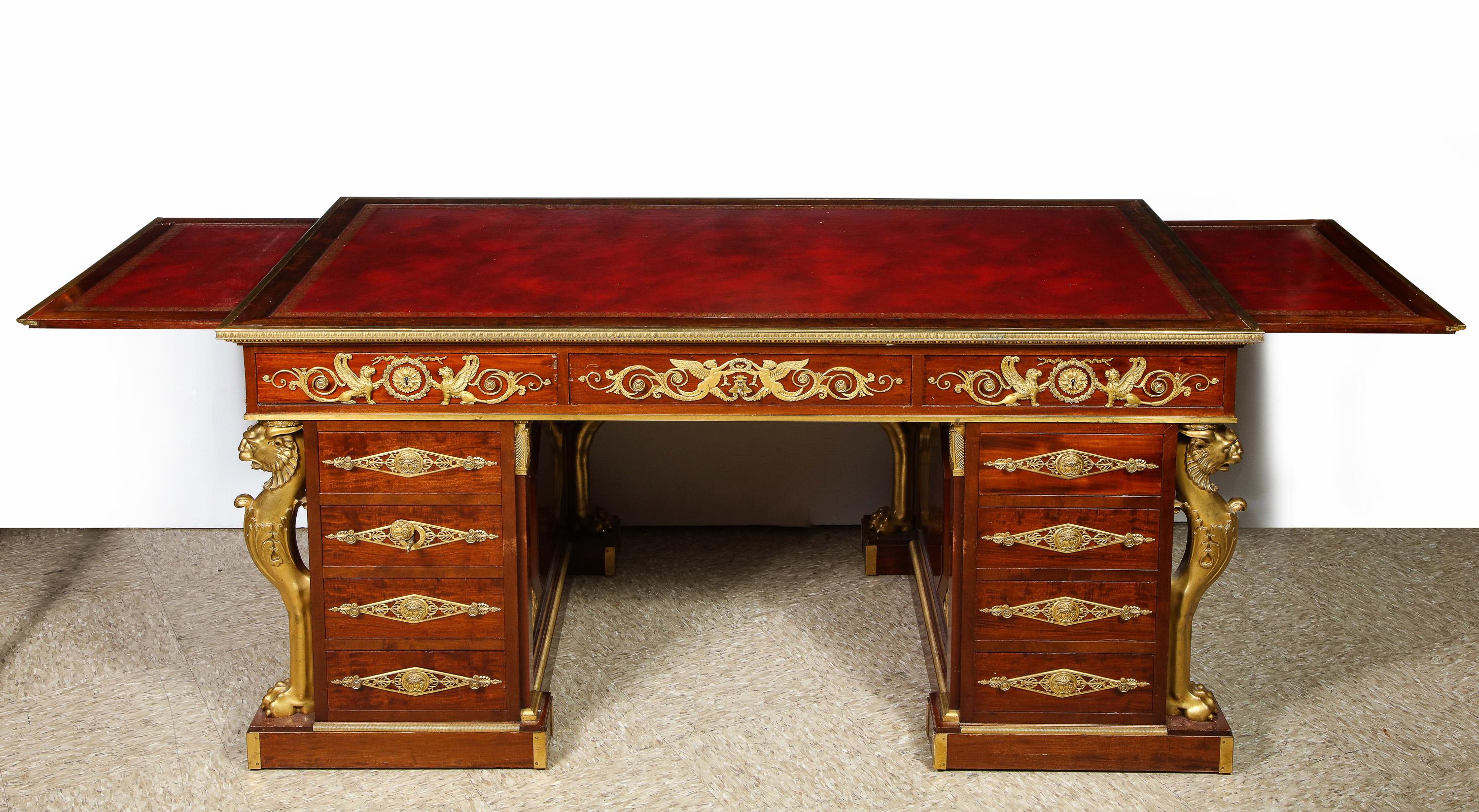 Napoleon III Alexandre Chevrie, Museum French Ormolu Mounted Mahogany Royal Executive Desk For Sale