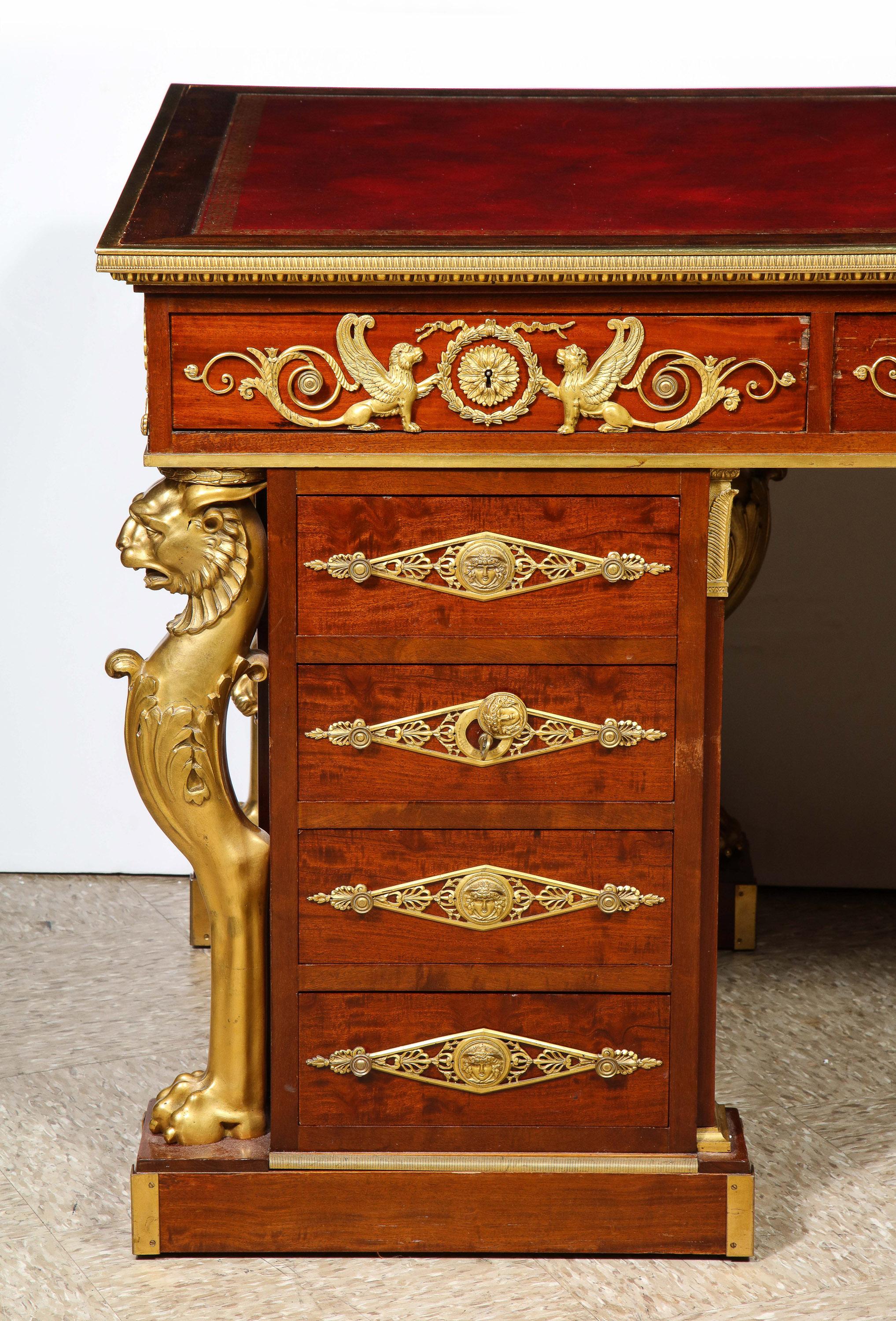 Alexandre Chevrie, Museum French Ormolu Mounted Mahogany Royal Executive Desk In Good Condition For Sale In New York, NY