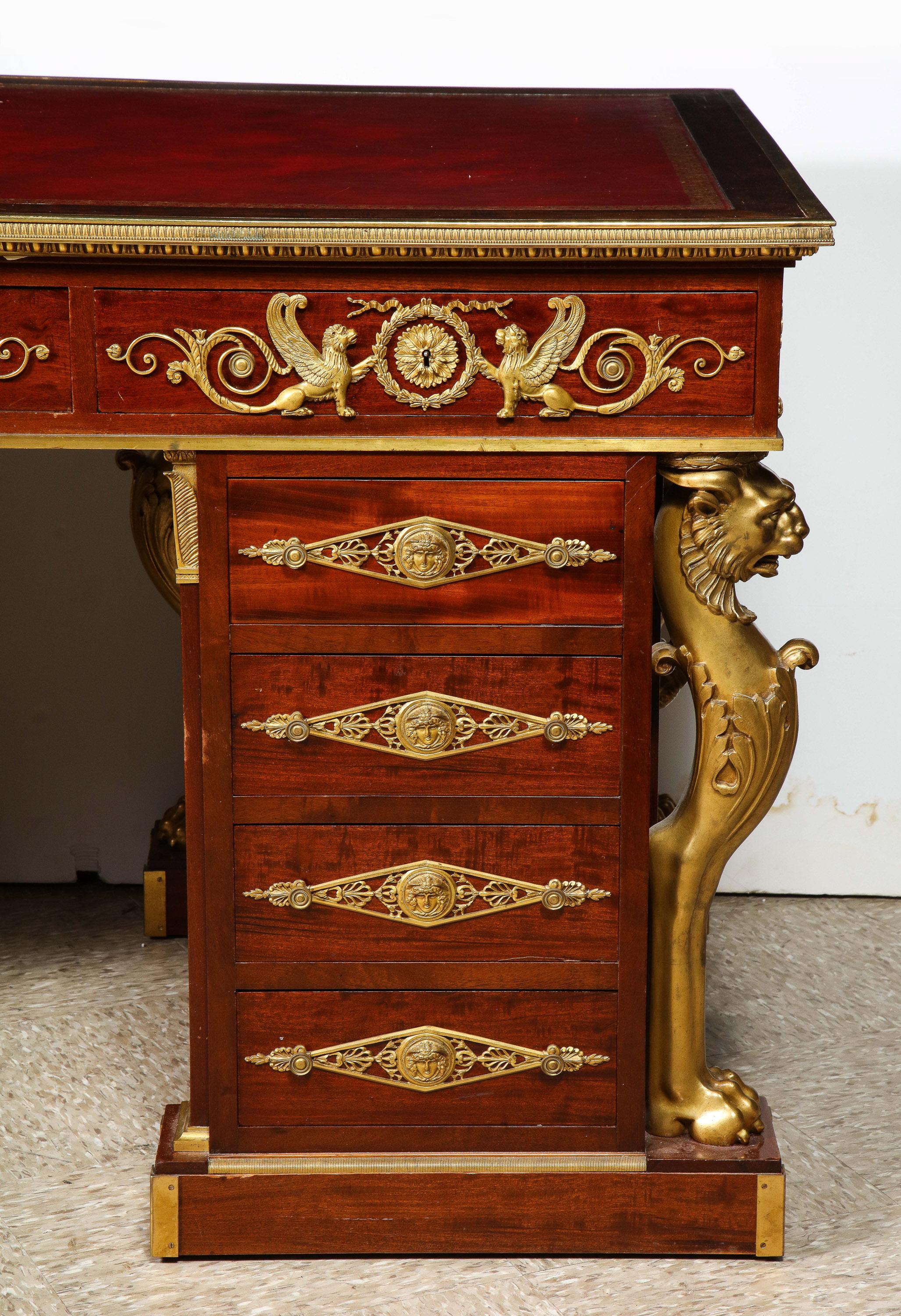19th Century Alexandre Chevrie, Museum French Ormolu Mounted Mahogany Royal Executive Desk For Sale