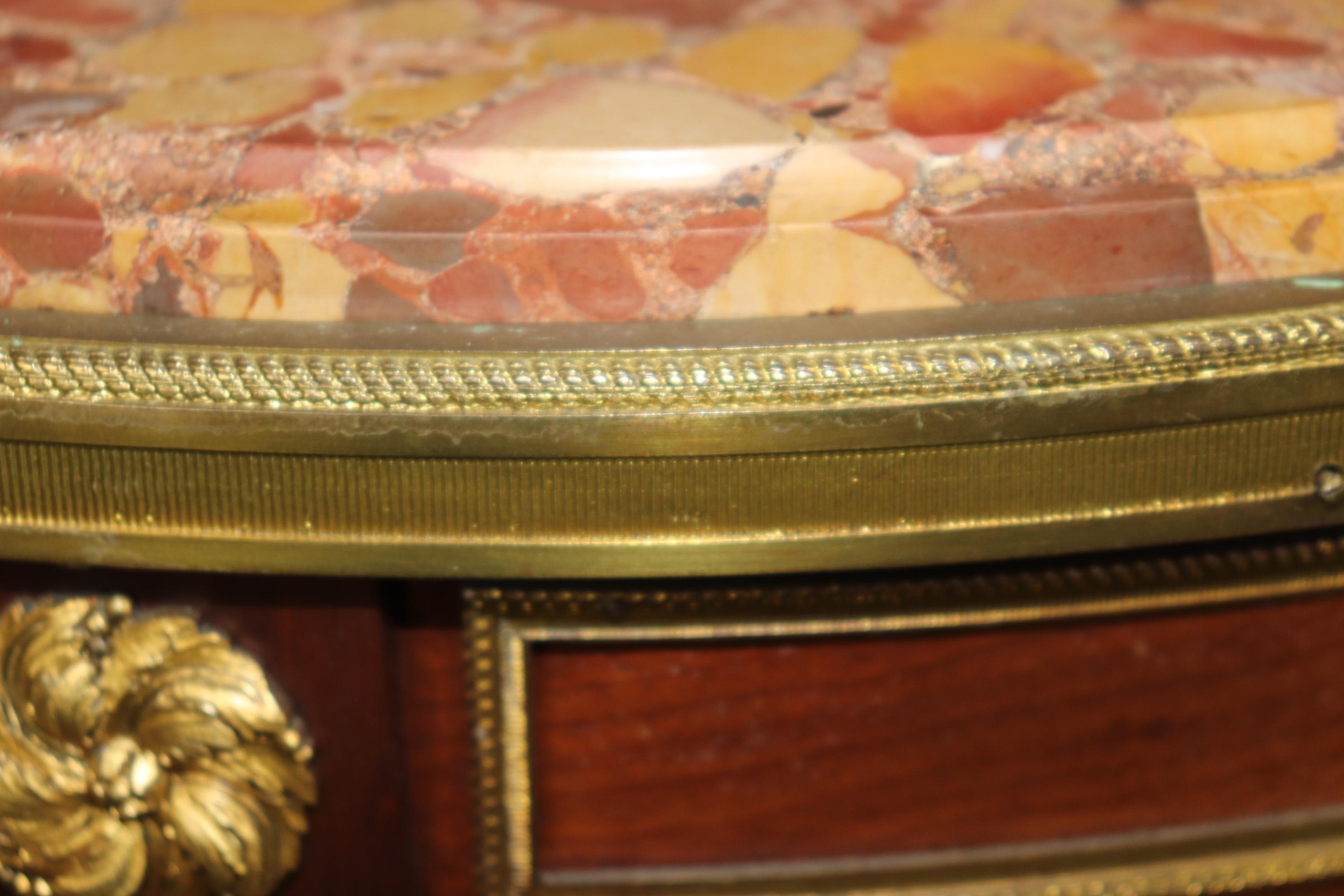 Alexandre Chevrie Signed Breche D' Alep Marble Bronze Louis XVI Gueridon Table 11