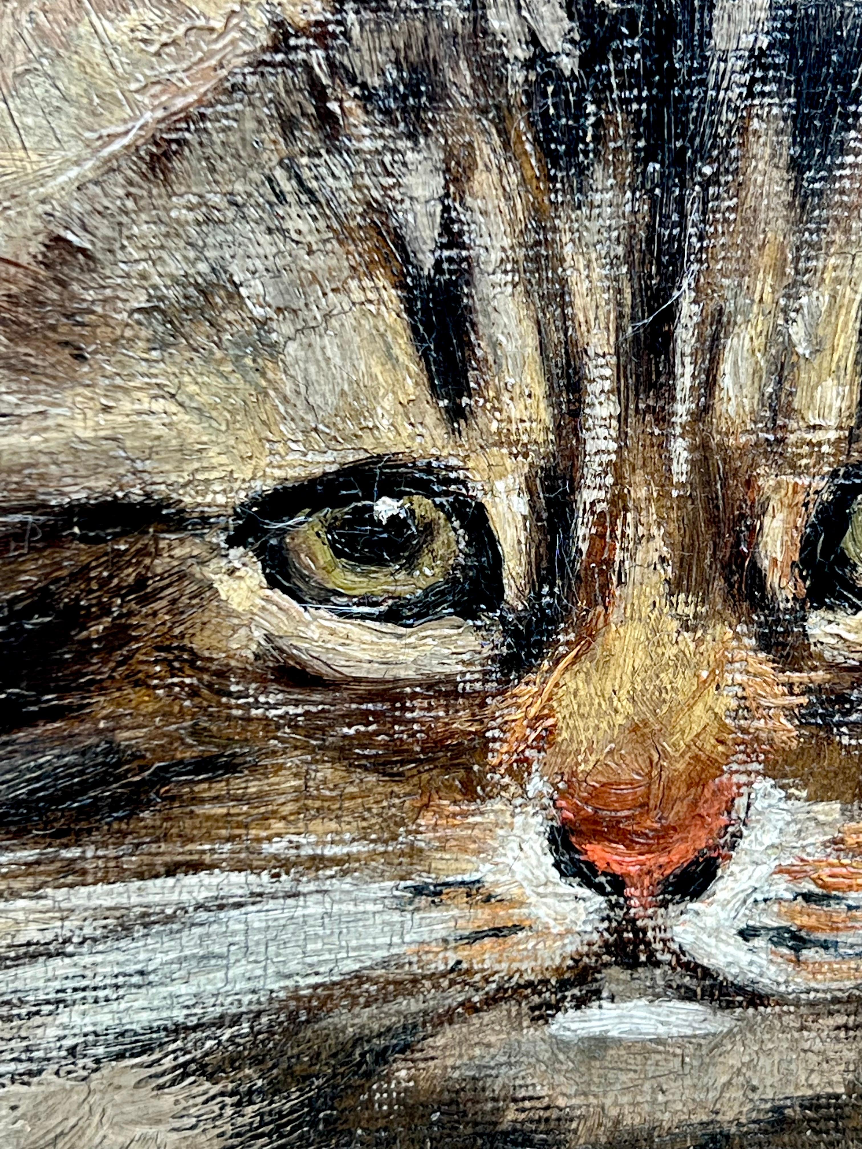 19th century cat portrait painting - 