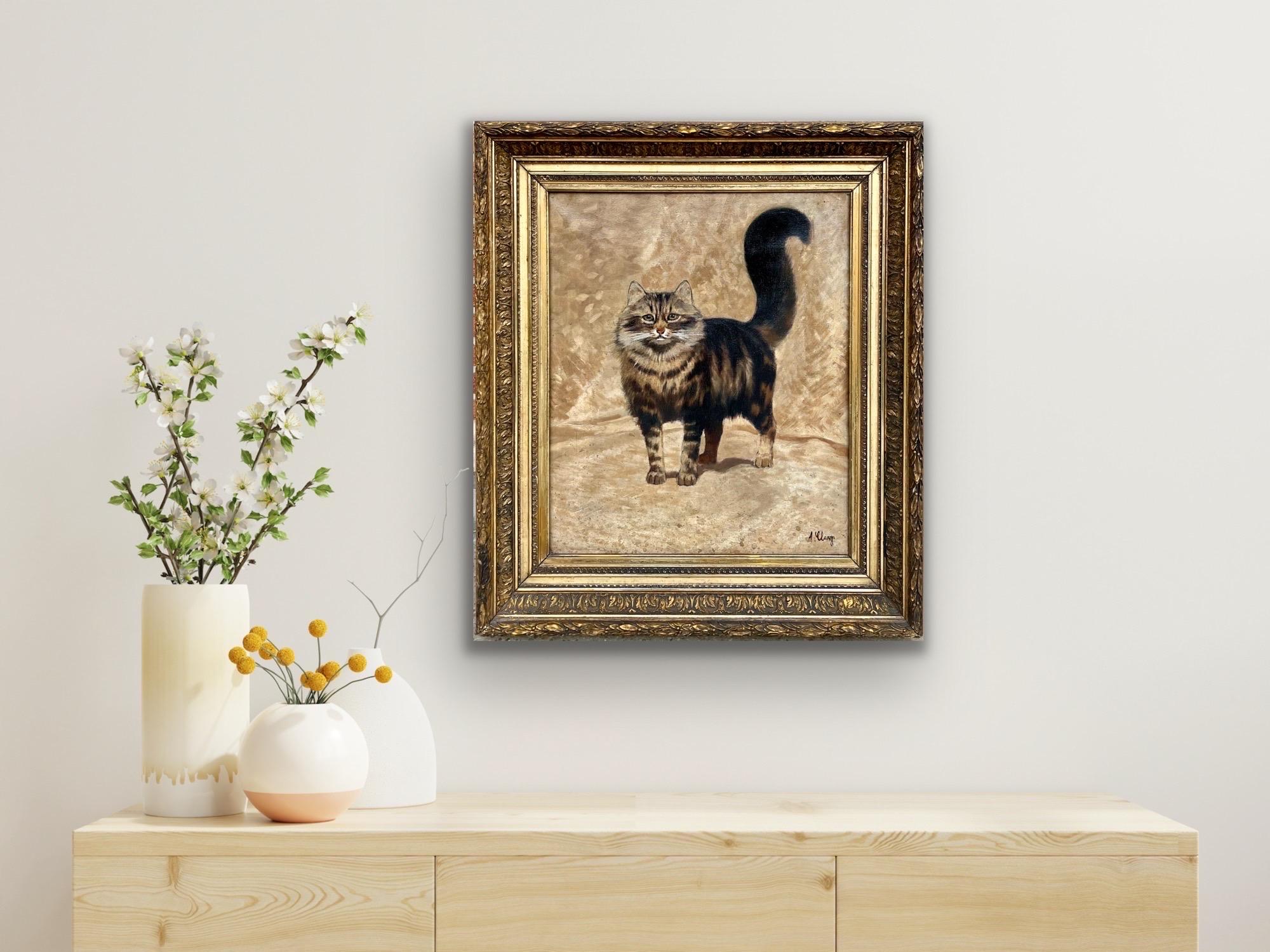 19th century cat portrait painting - 