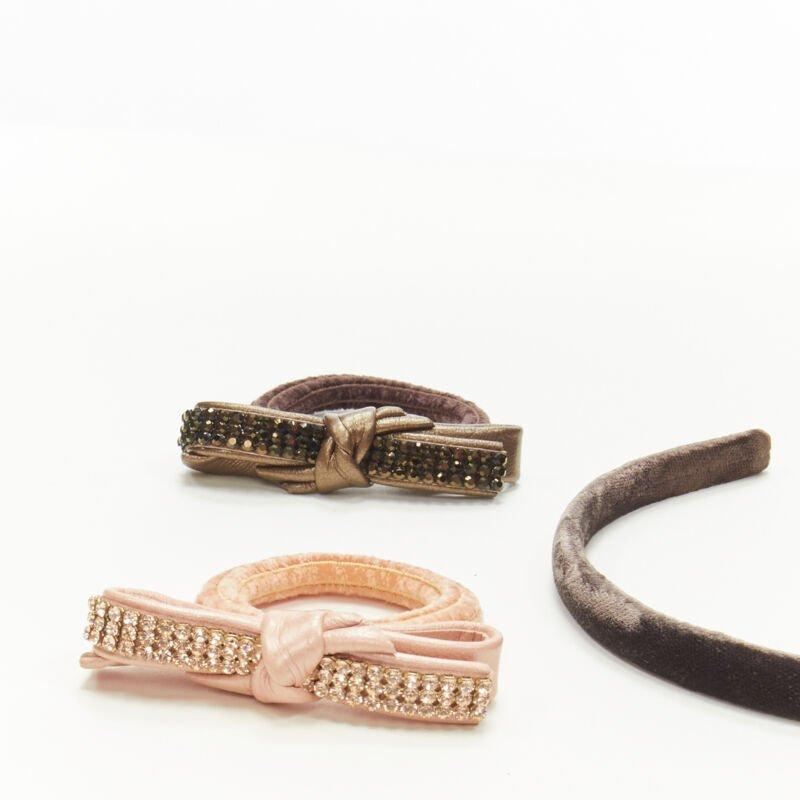 ALEXANDRE DE PARIS Alexander Zouari 5X velvet crystal leather bow hair tie band In Excellent Condition For Sale In Hong Kong, NT