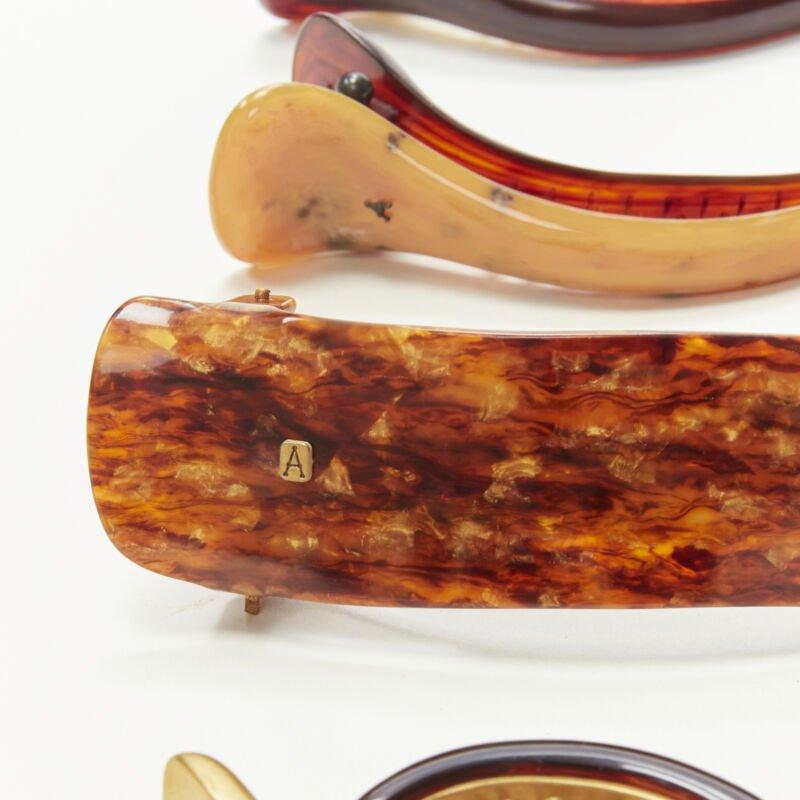 Brown ALEXANDRE DE PARIS Alexander Zouari brown stone print acrylic hair clips X4