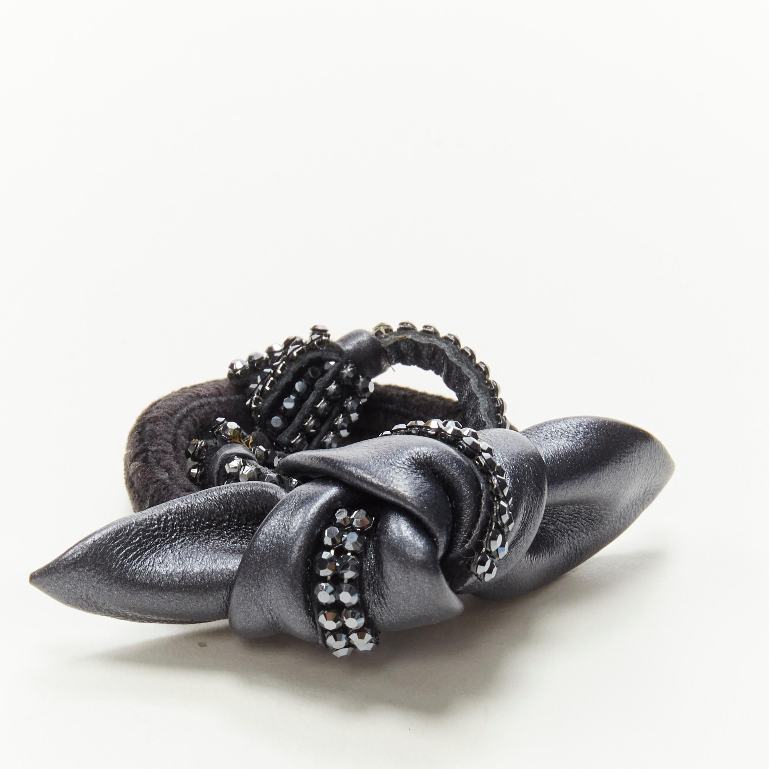 ALEXANDRE DE PARIS Alexander Zouari LOT OF 2 silver crystal bow tassel hair tie 
Reference: ANWU/A00192 
Brand: Alexandre de Paris 
Designer: Alexandre Zouari 
Material: Velvet 
Color: Black 
Pattern: Solid 
Extra Detail: Crystal embellished leather