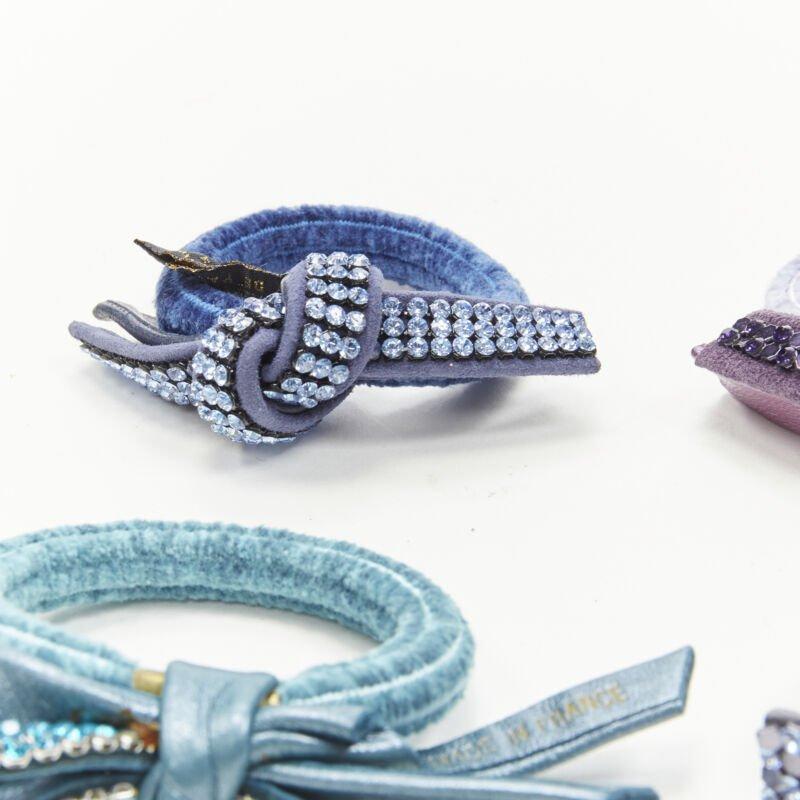 ALEXANDRE DE PARIS - Lot de 4 cravates en cristaux à nœuds bleu violet Alexander Zouari en vente 1