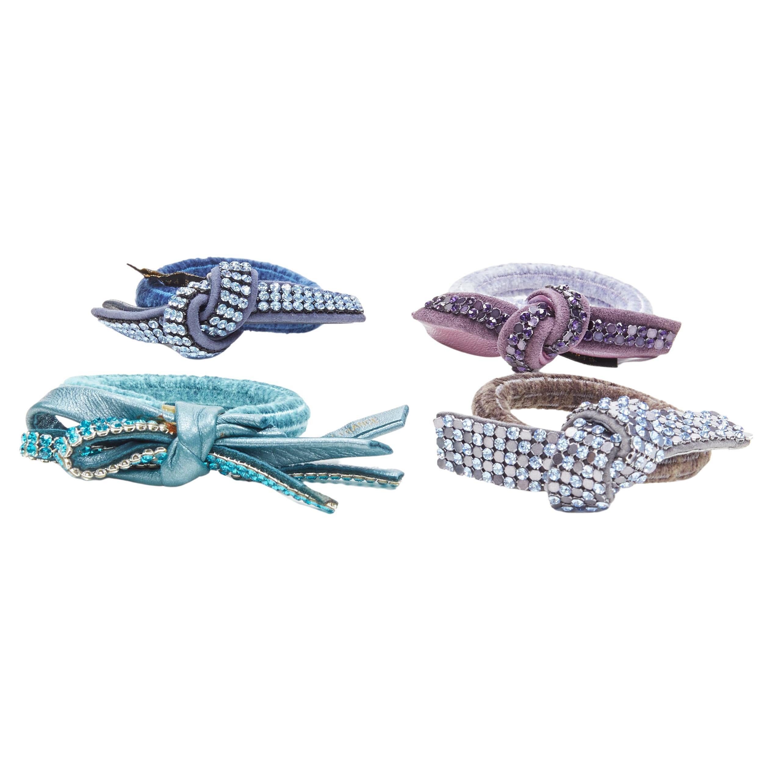 ALEXANDRE DE PARIS Alexander Zouari LOT OF 4 crystal bow hair tie purple blue For Sale